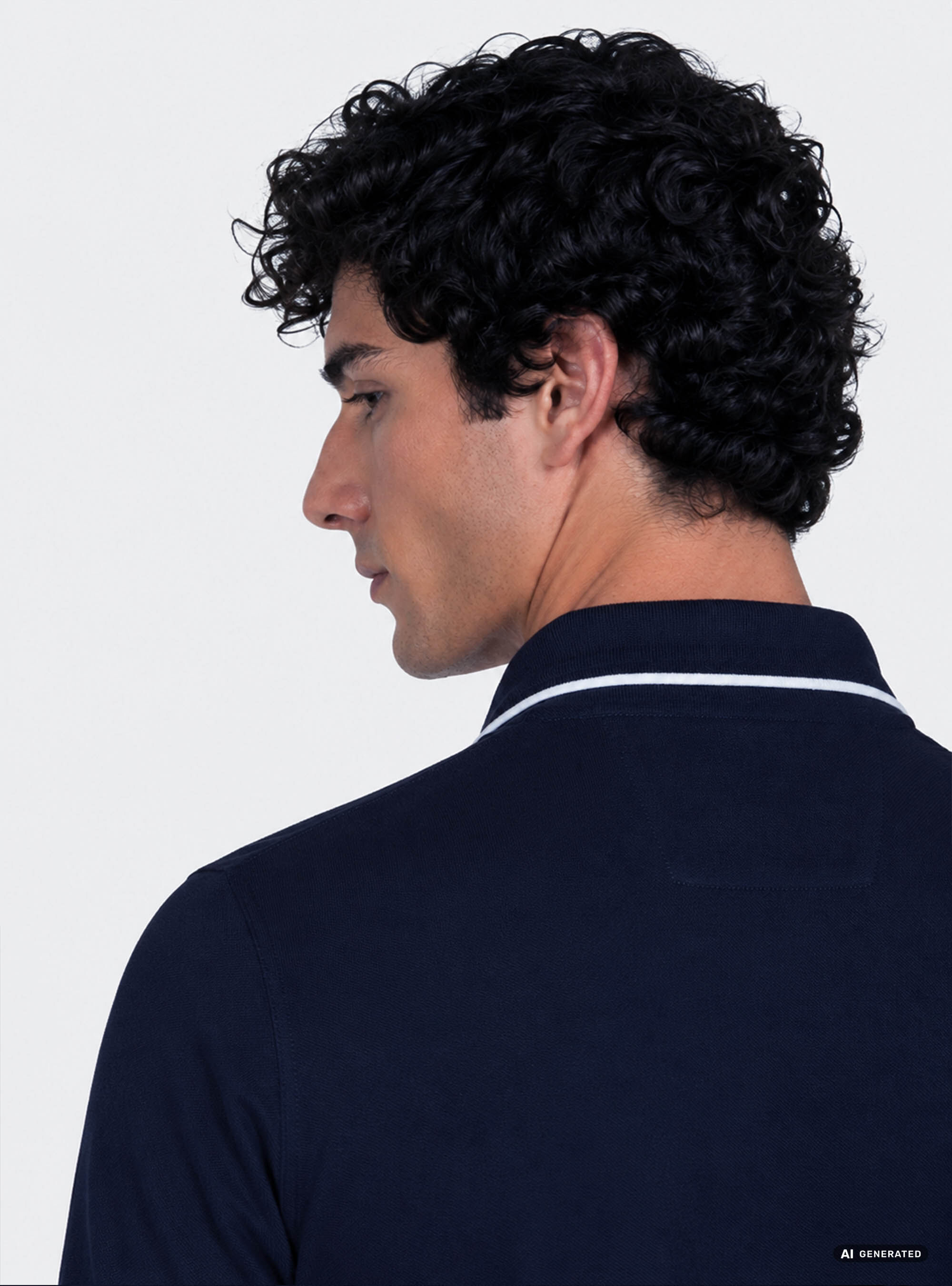 GT01 buttonless stretch pique polo shirt, NAVY BLUE