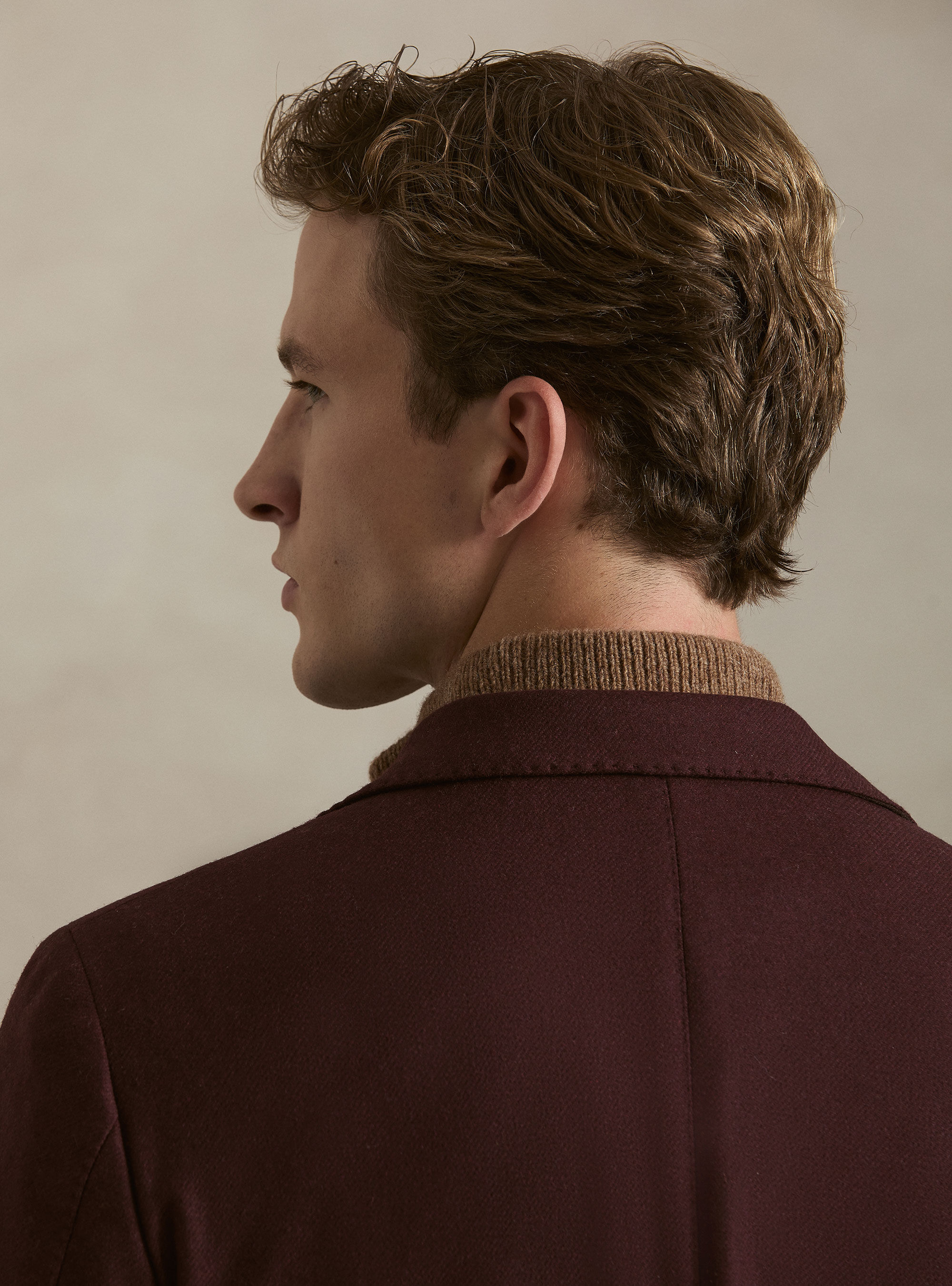 Wool blend flannel blazer, BORDEAUX 0331C