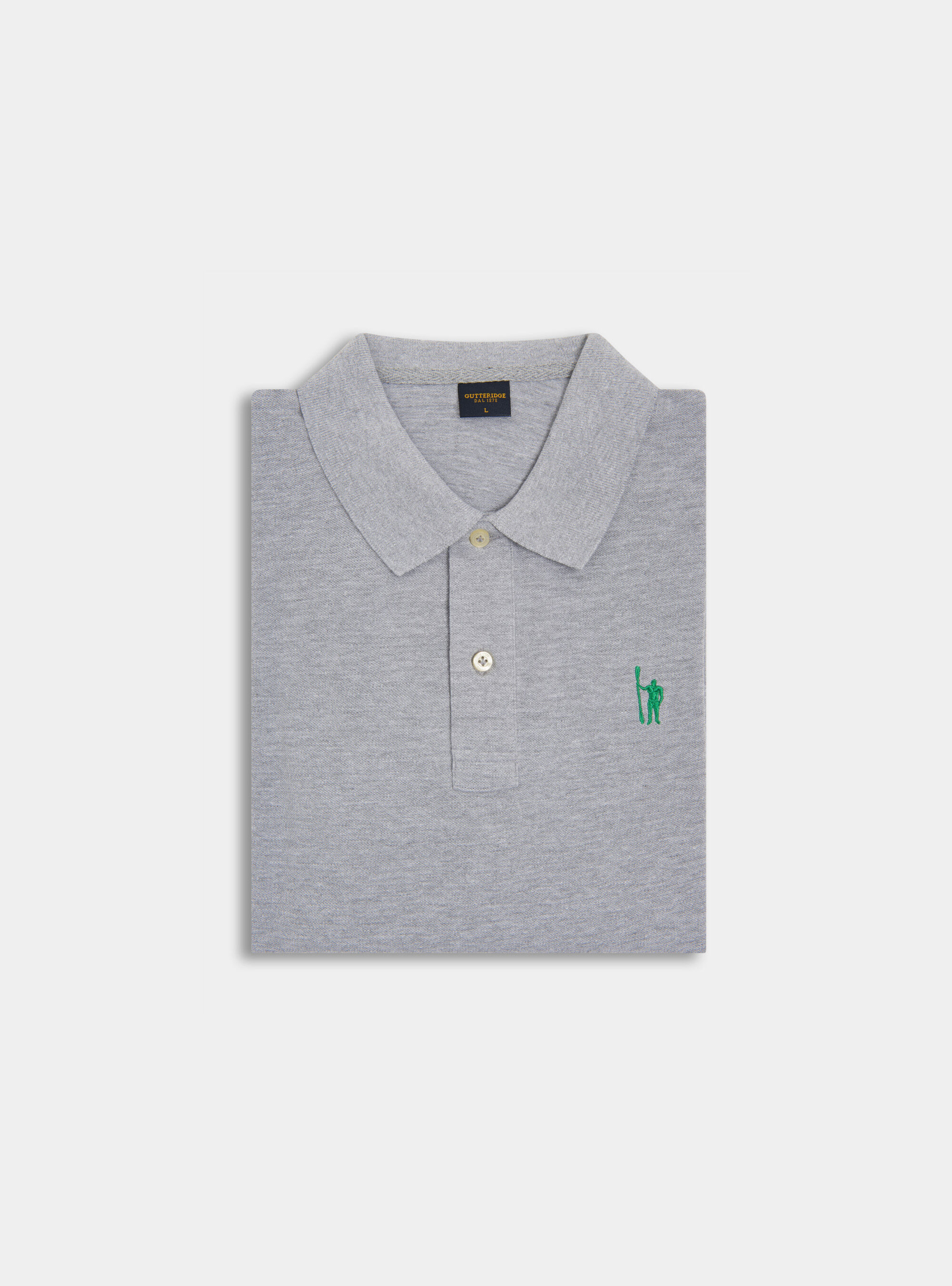 Classic cotton pique polo with embroidery, GREY