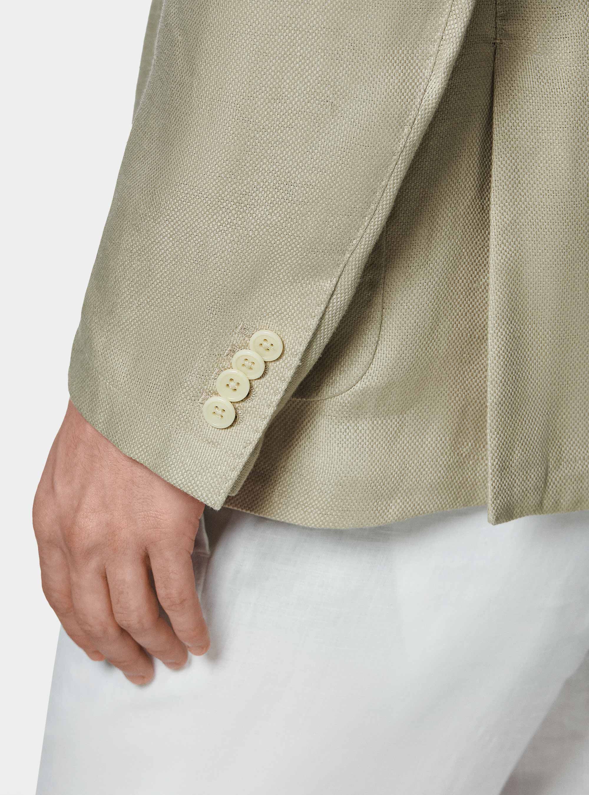 Giacca hopsack in puro lino, SABBIA