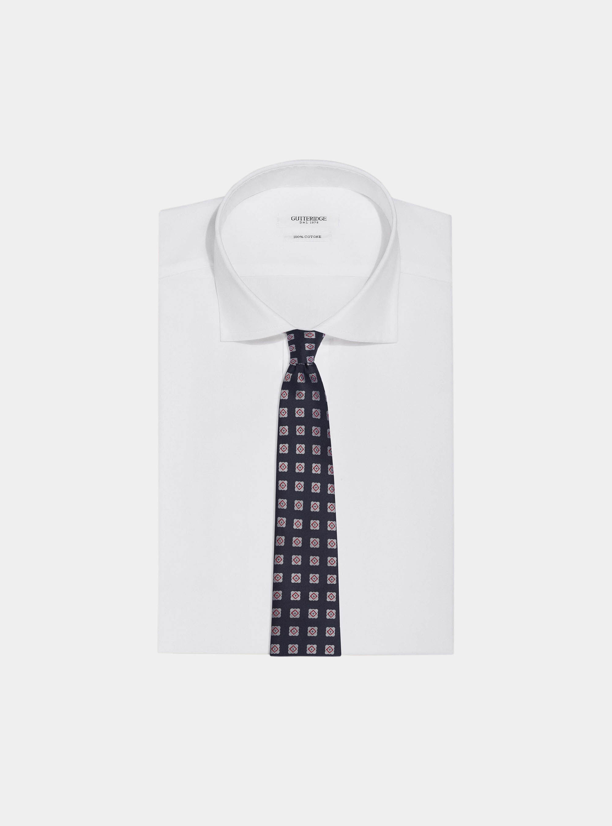 Cravatta in seta a fantasia, BLU NAVY