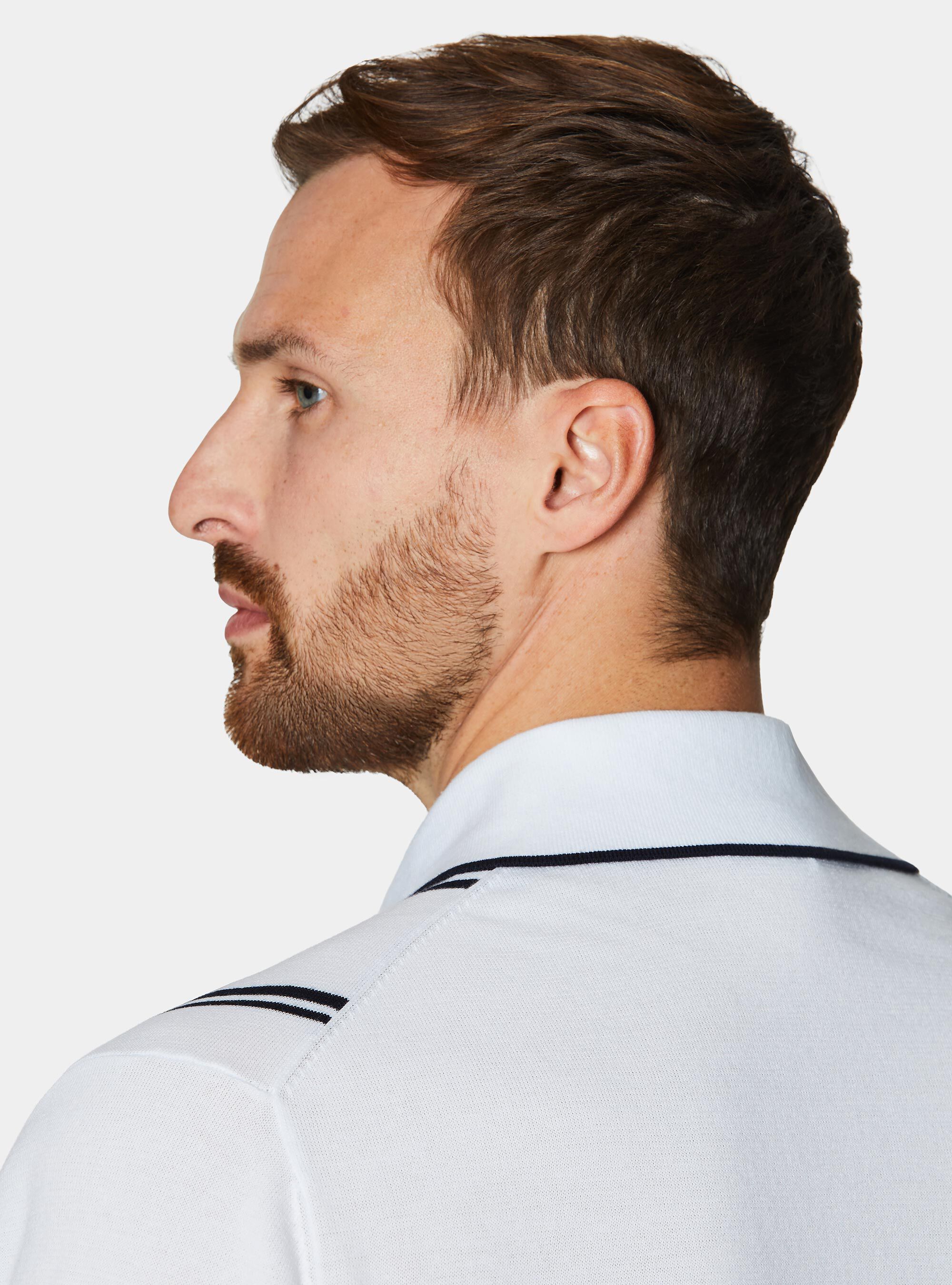 Halbarmel-Poloshirt aus extrafeiner Baumwolle, BIANCO 0099C