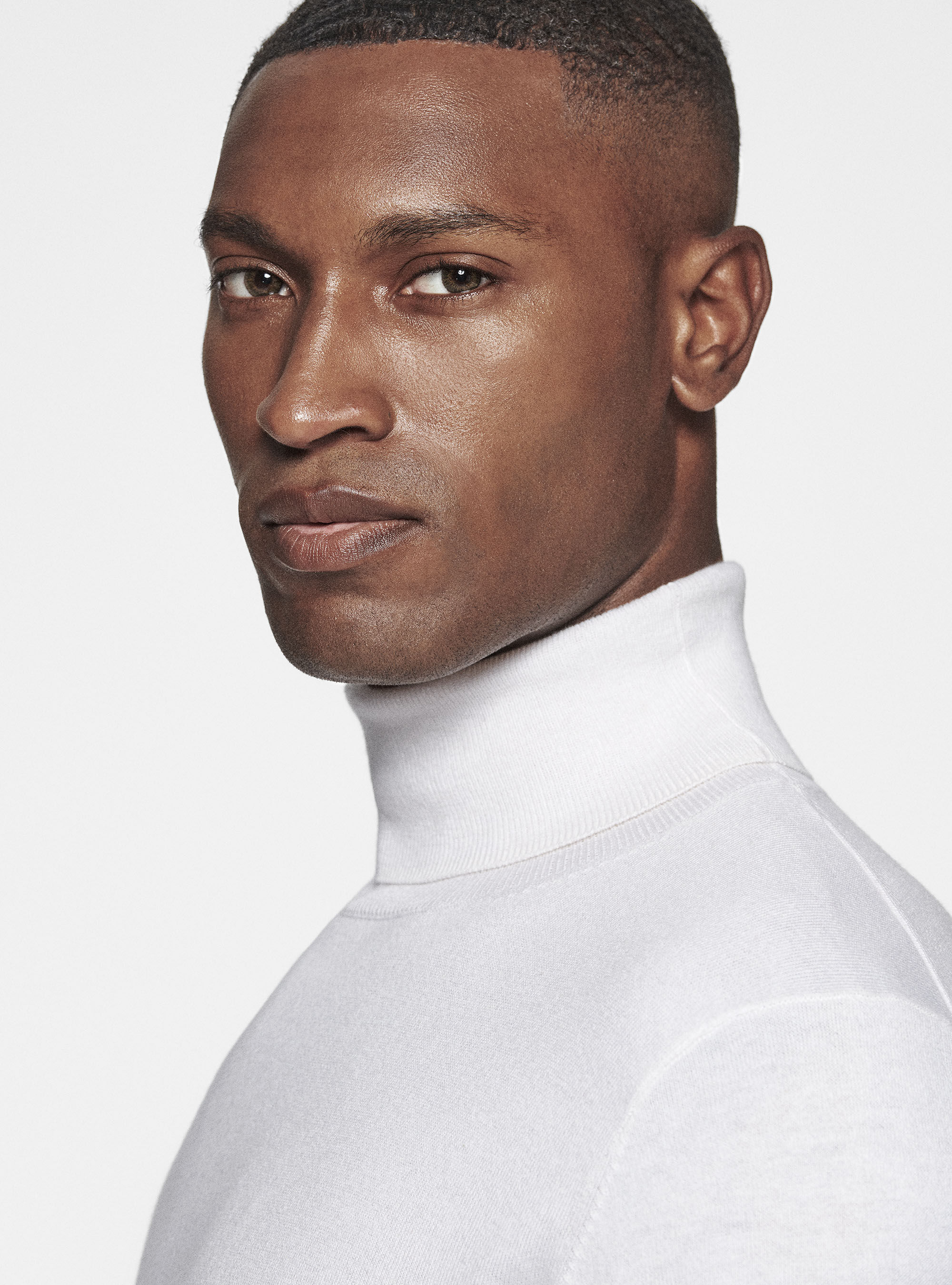 Silk and cashmere cotton turtleneck, WHITE