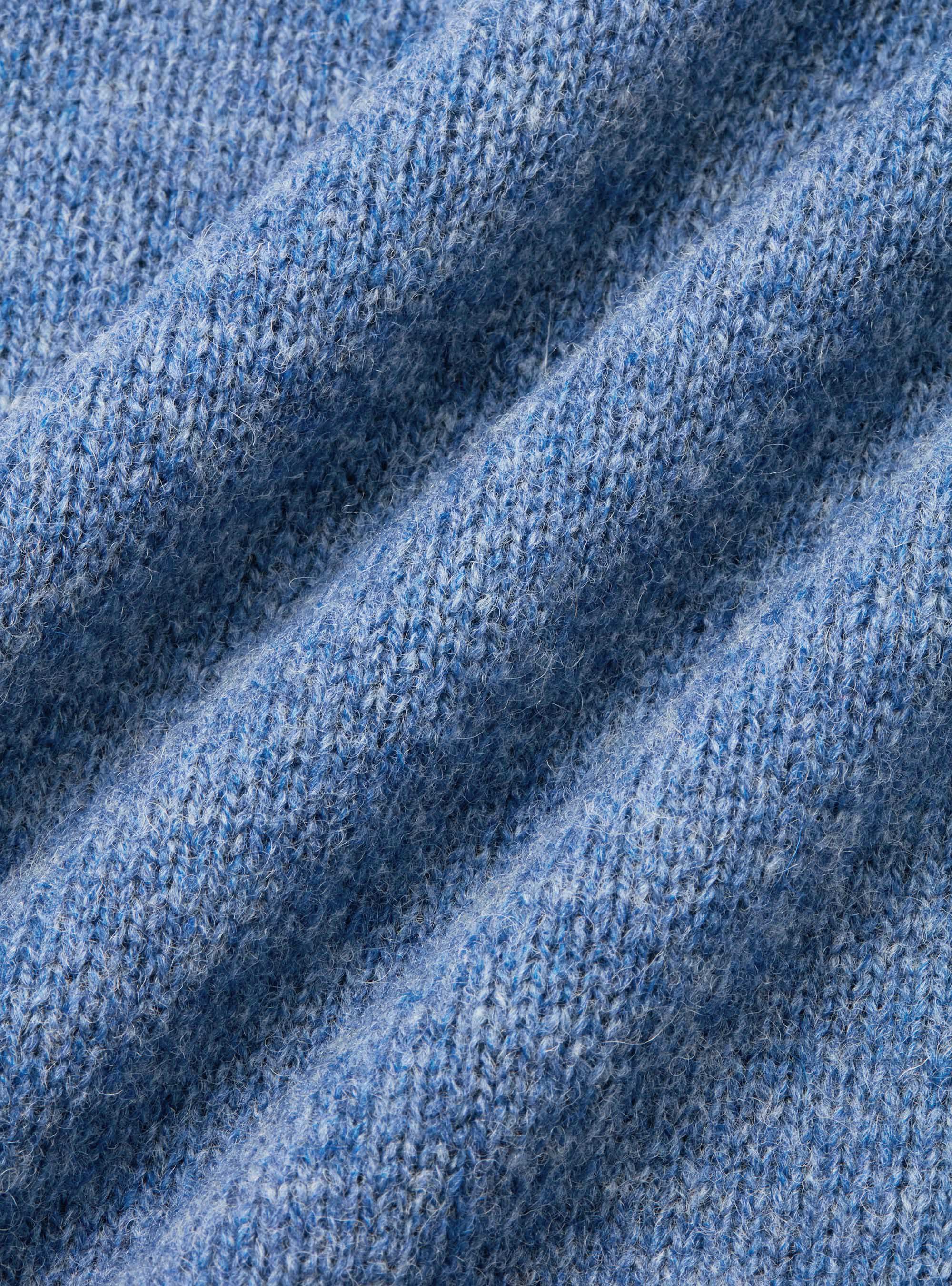 Pure Shetland wool crewneck sweater, 0243C DENIM