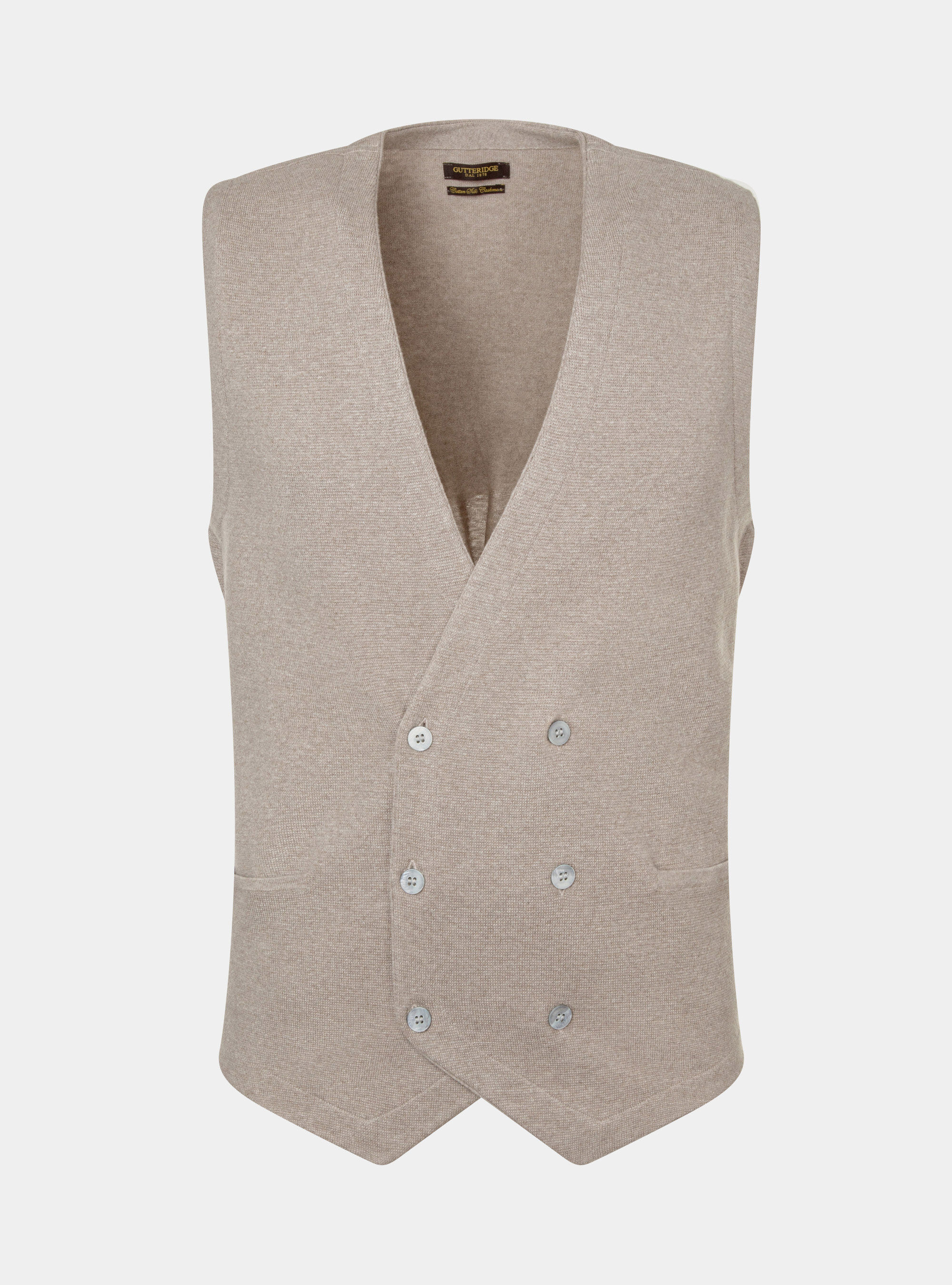 Gilet in maglia doppiopetto in cotone seta e cashmere, SABBIA