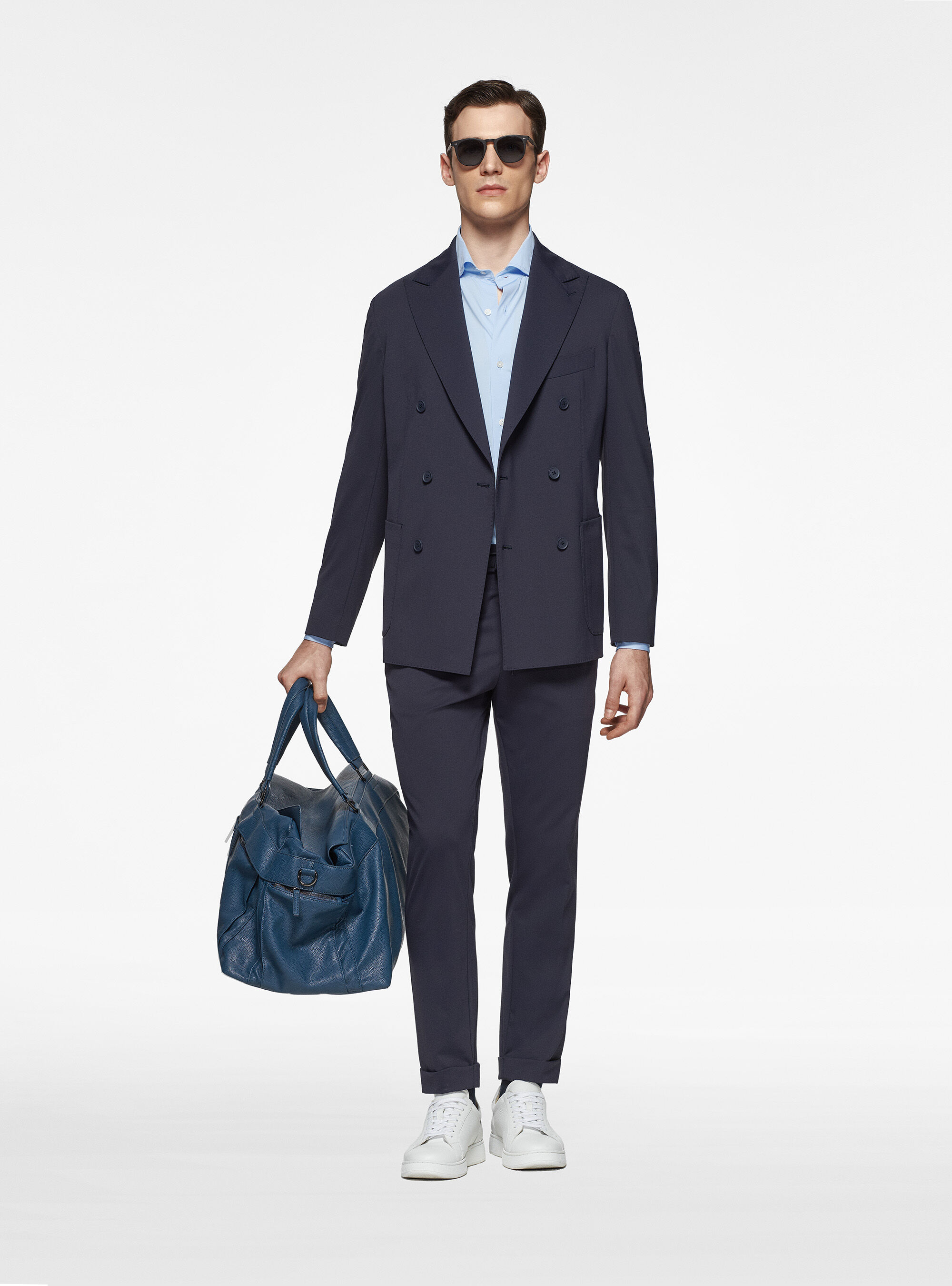 Camicia GT01 in jersey stretch, AZZURRO