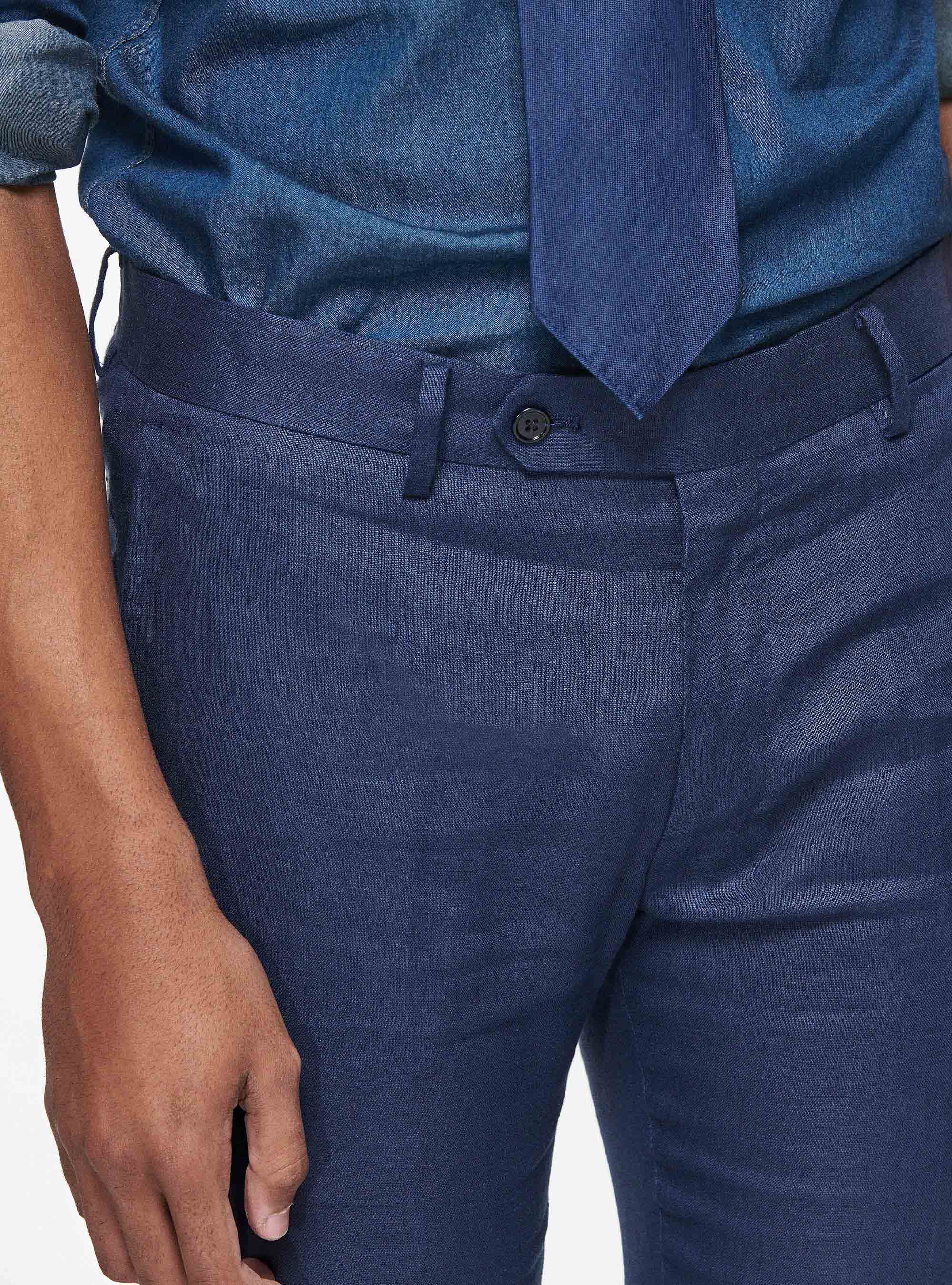 Pantaloni in puro lino, BLU