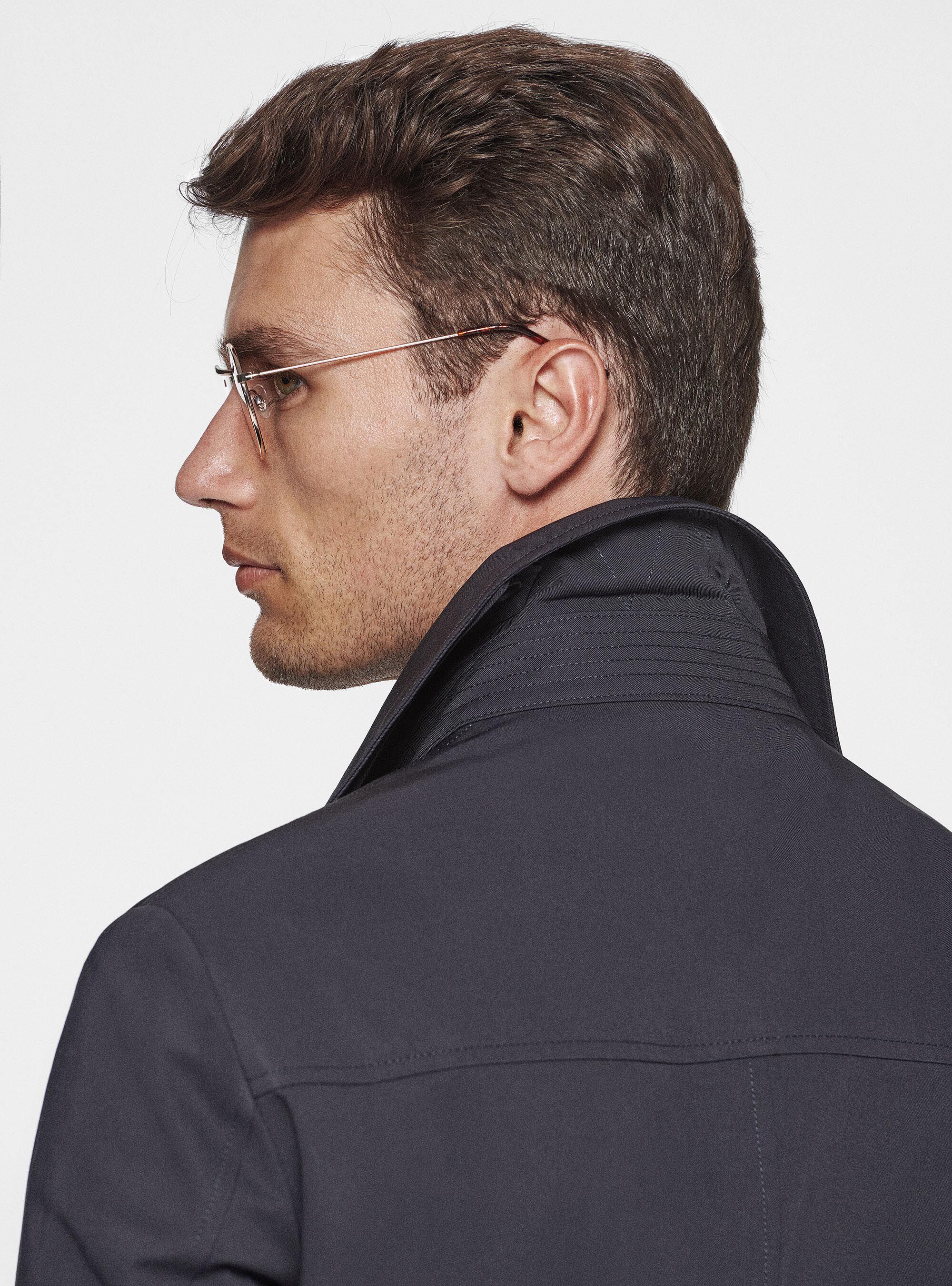 Cotton twill trench coat, NAVY BLUE