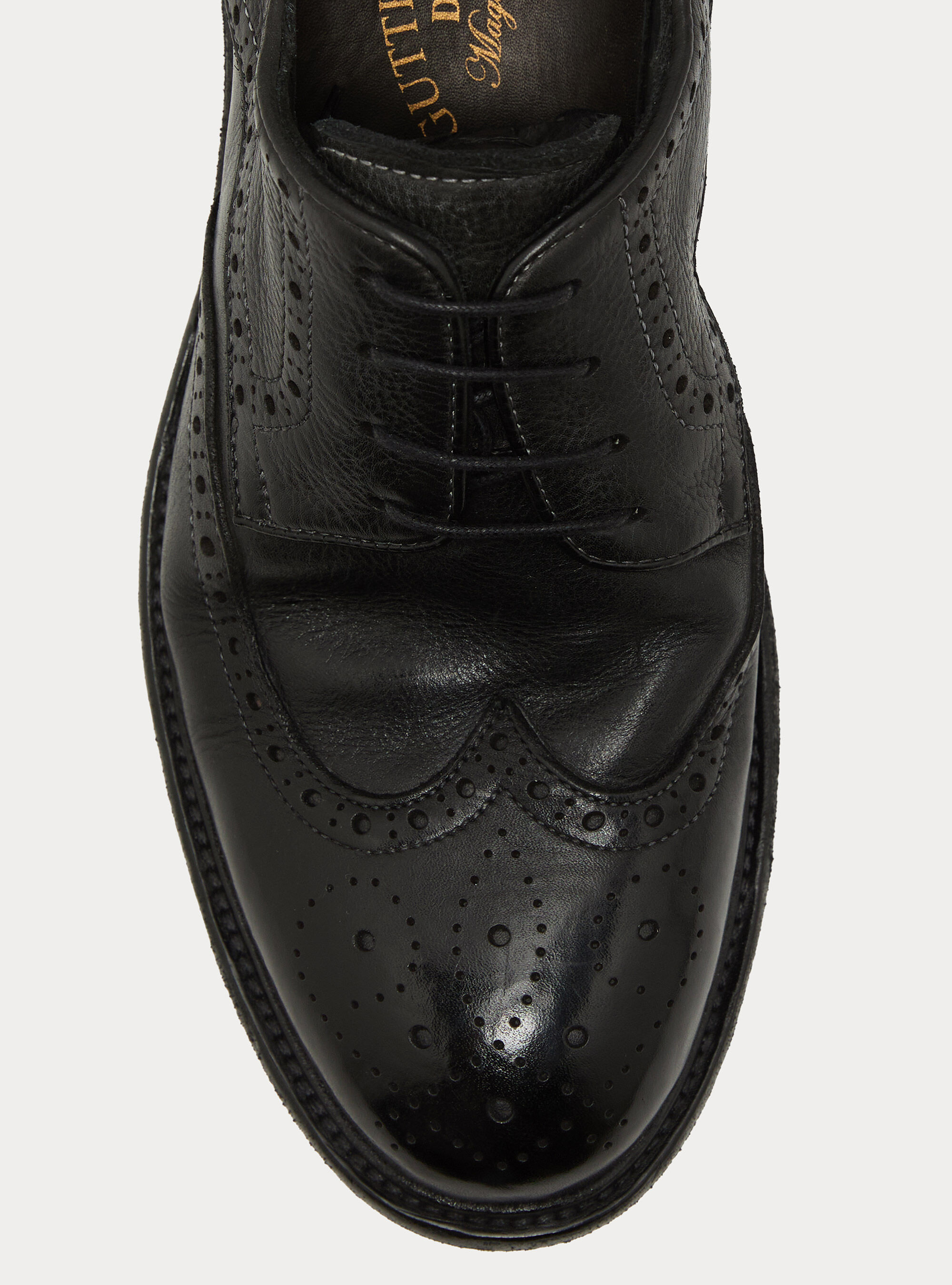 Derby stringata in pelle lavorata, NERO