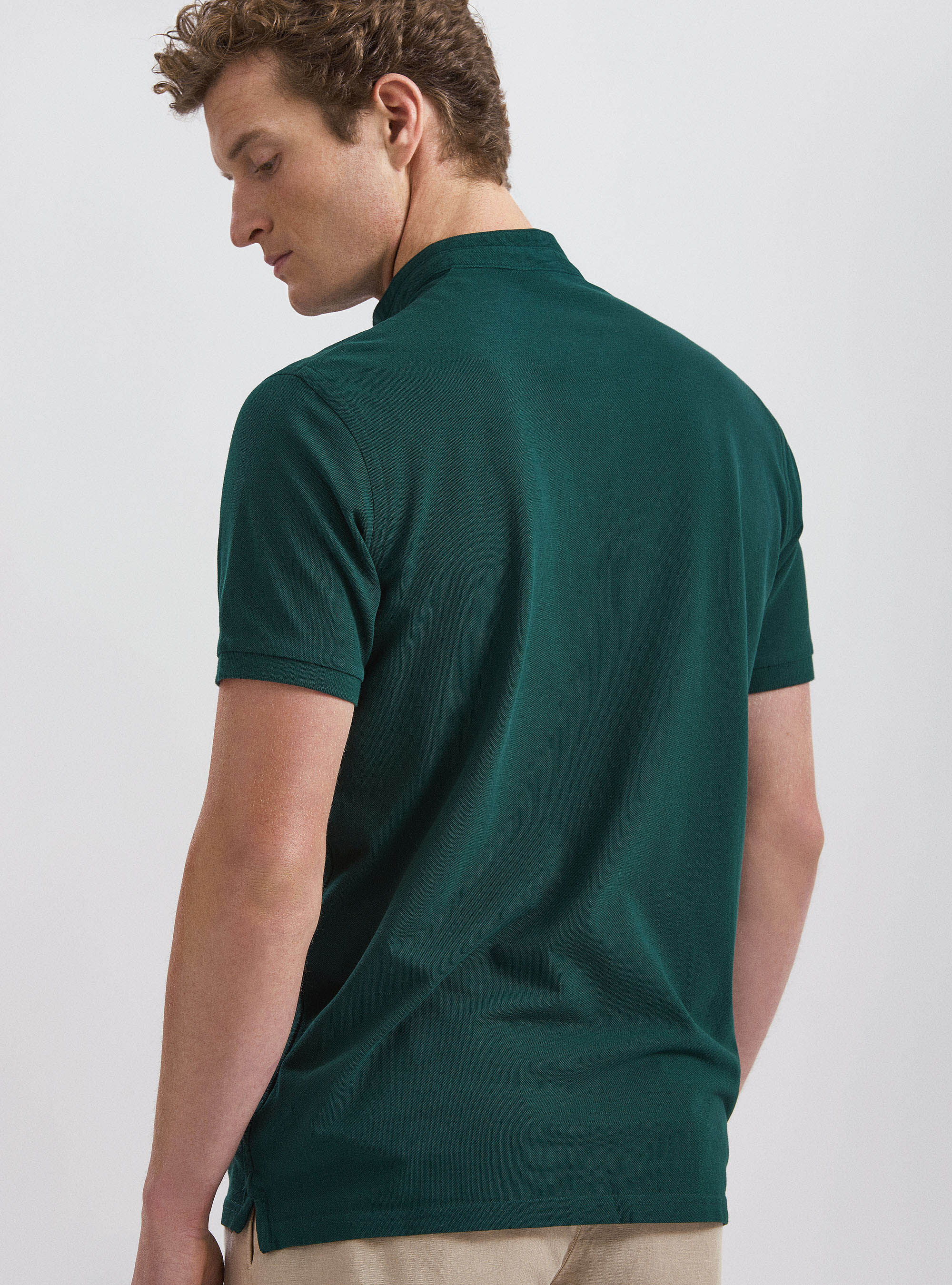 Cuello de polo 100% algod&oacute;n, VERDE OLIVA