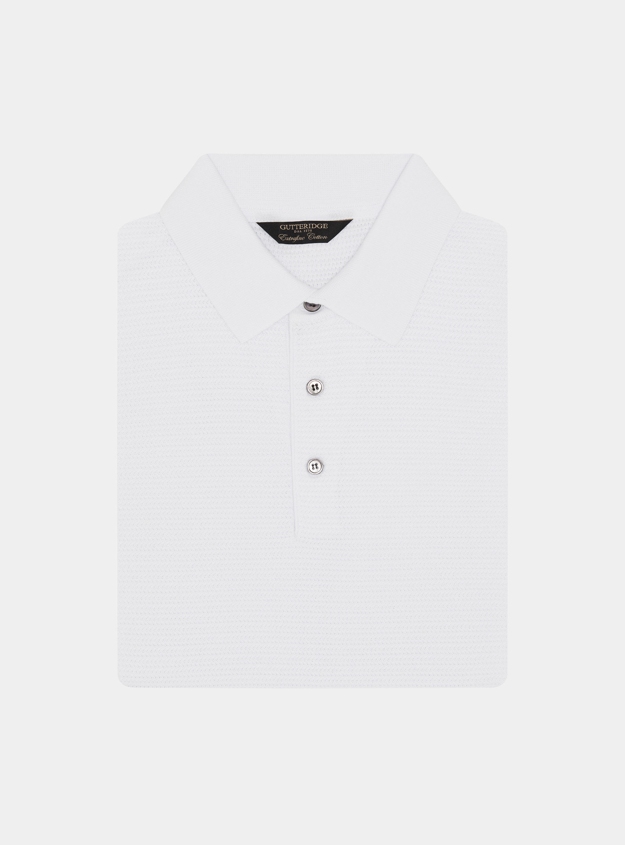 Textured cotton knit polo shirt, WHITE