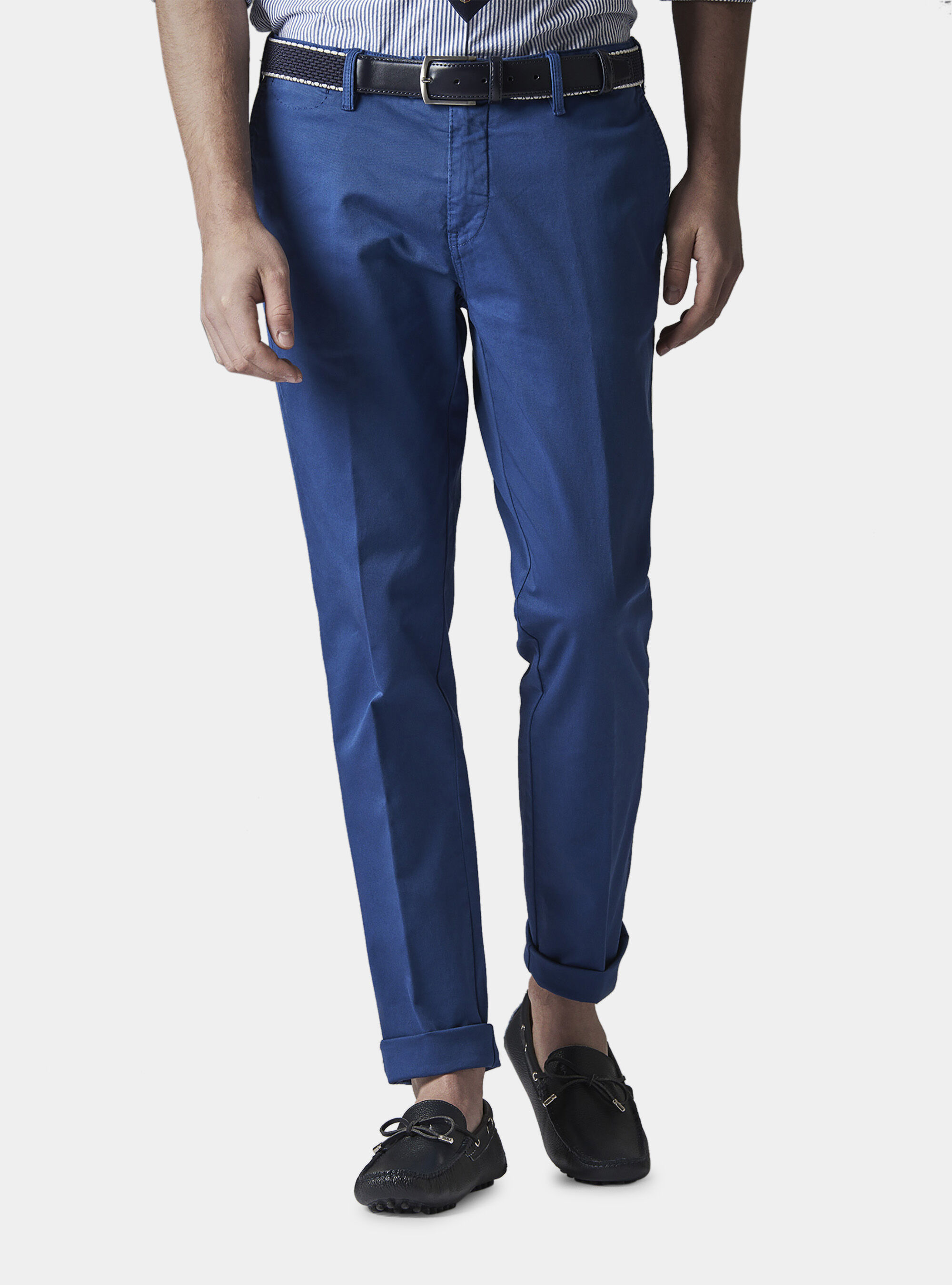 Pantalones chinos de algod&oacute;n stretch, AZUL MEDIO