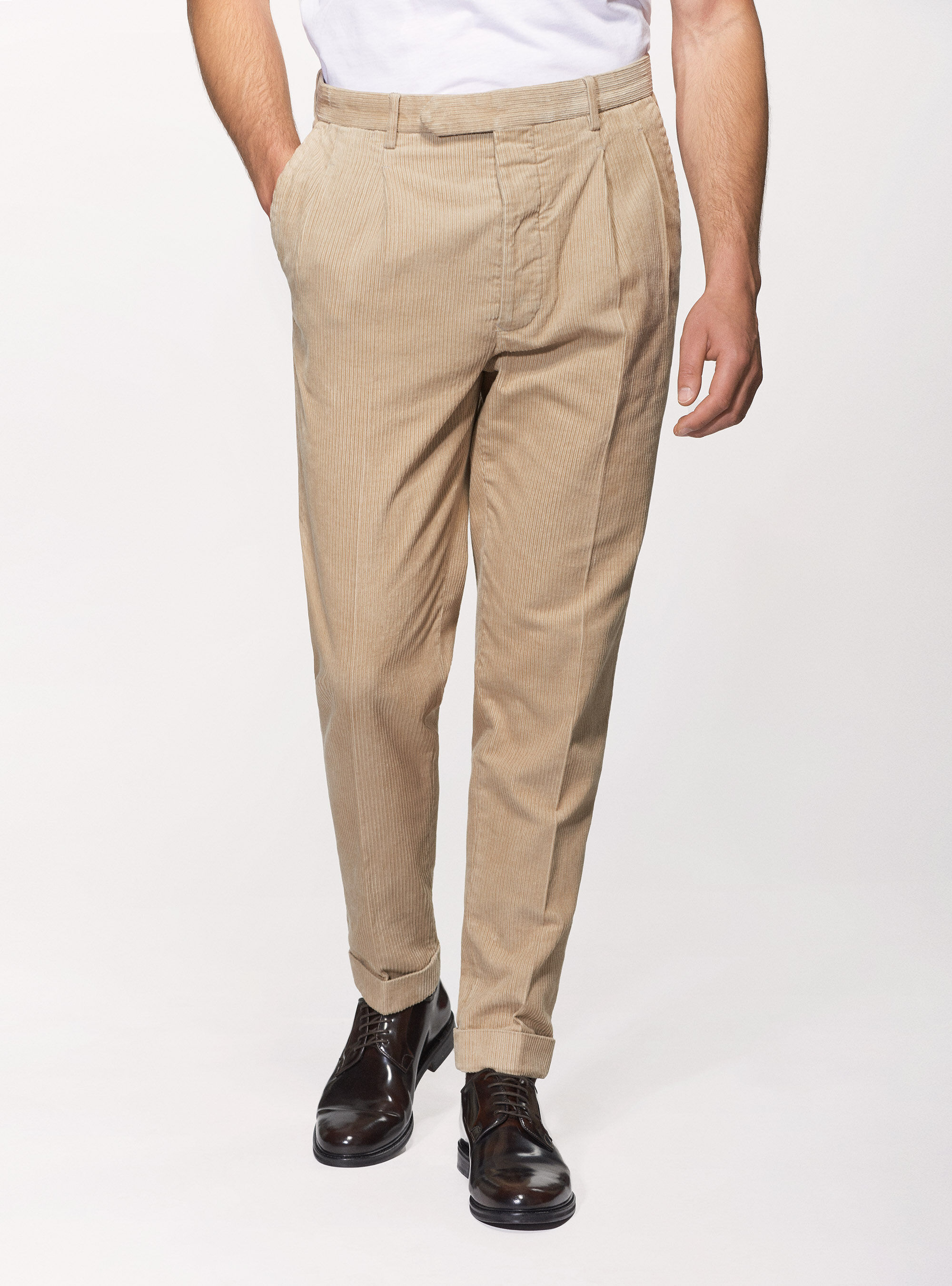Cotton pleated trousers online