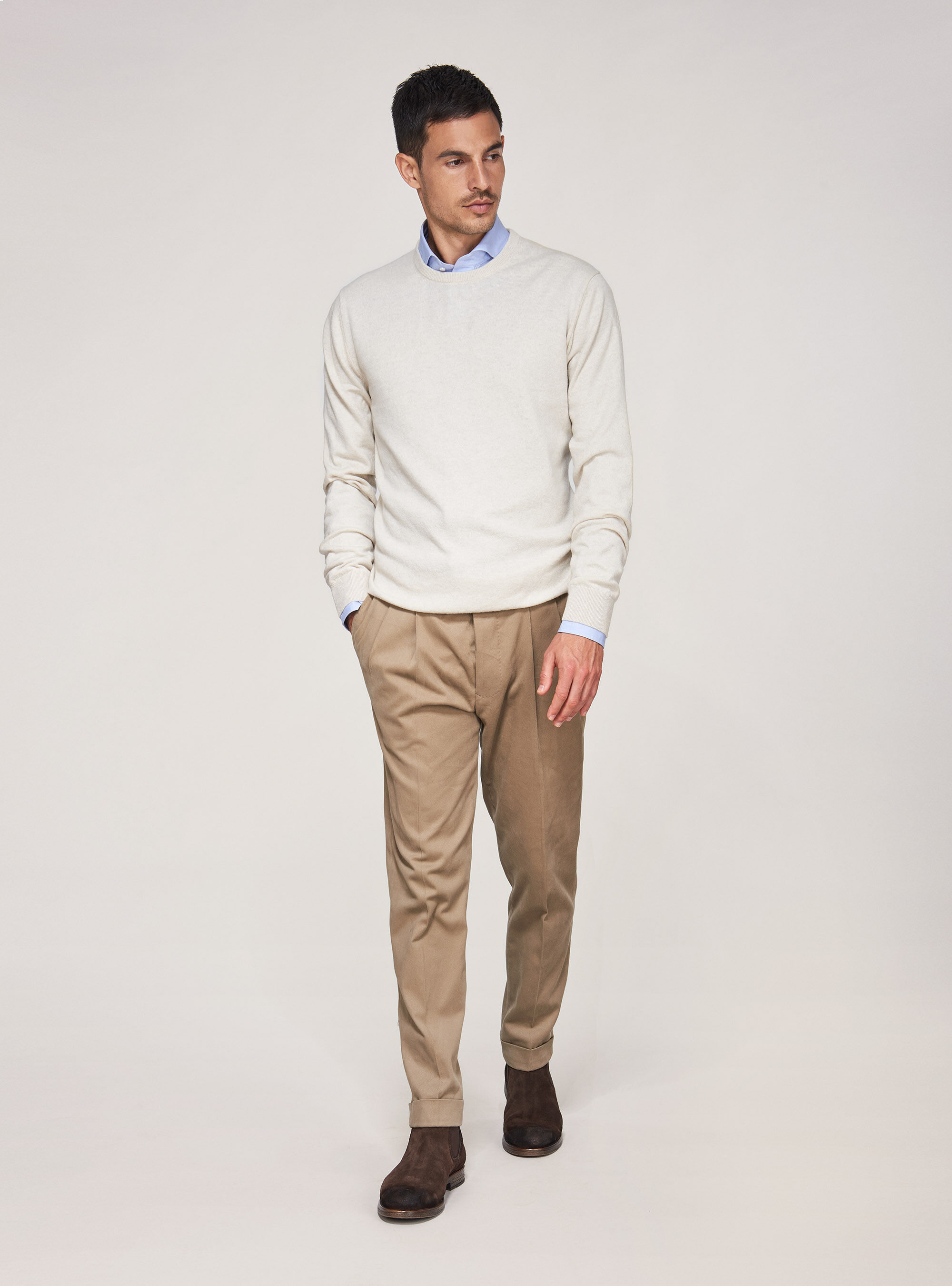 Dress shirt with crew neck sweater discount