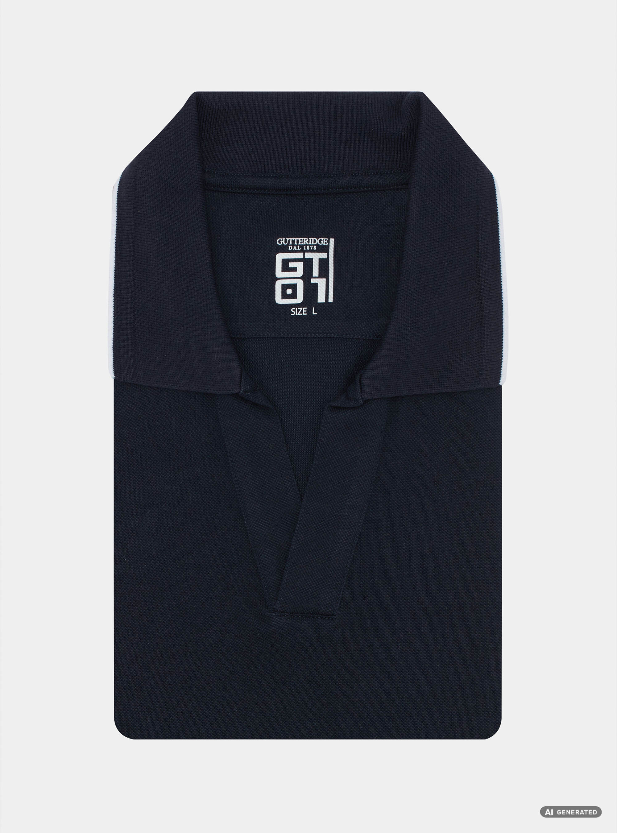 GT01 buttonless stretch pique polo shirt, NAVY BLUE