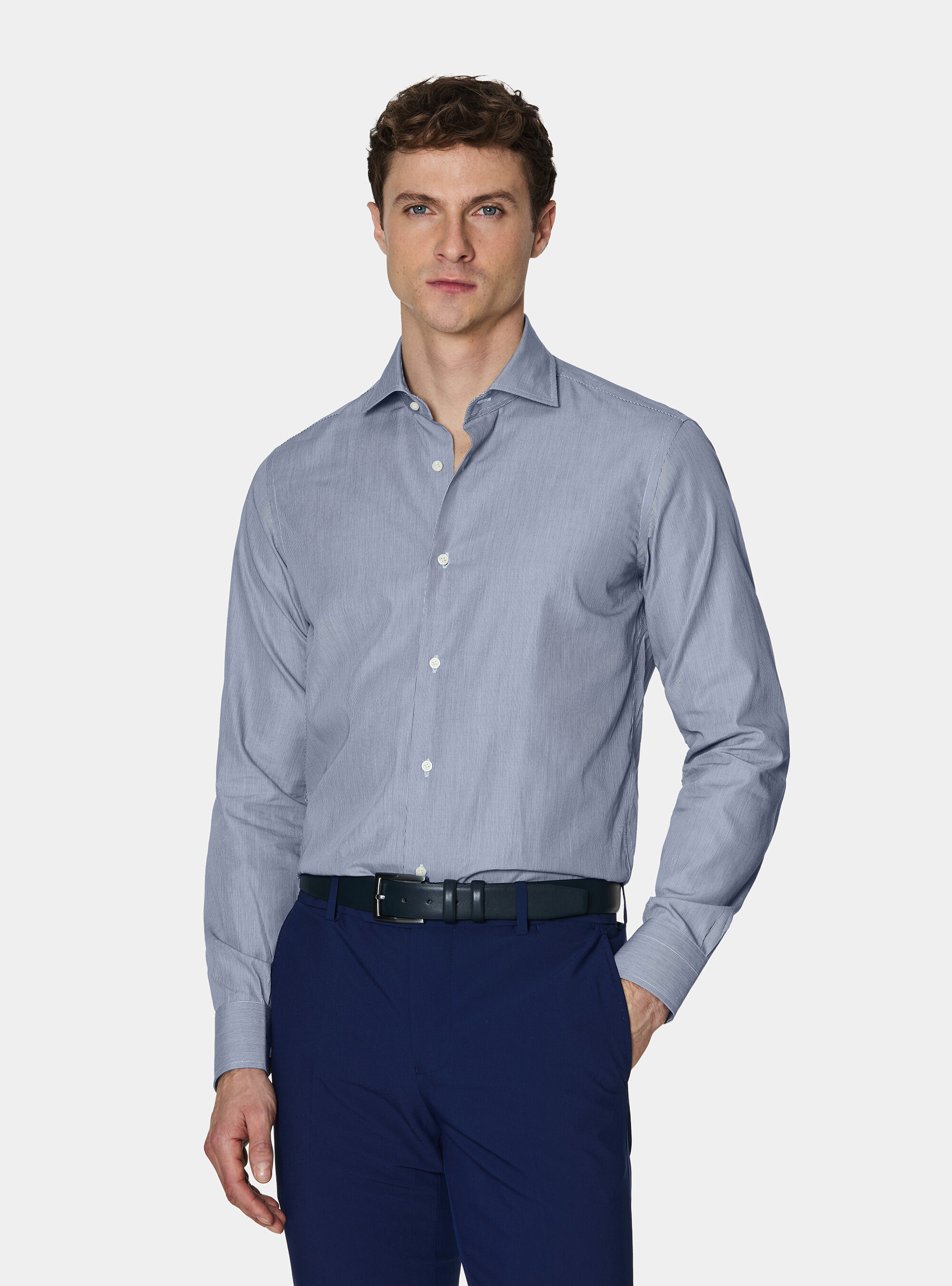 Camicia in popeline di cotone millerighe