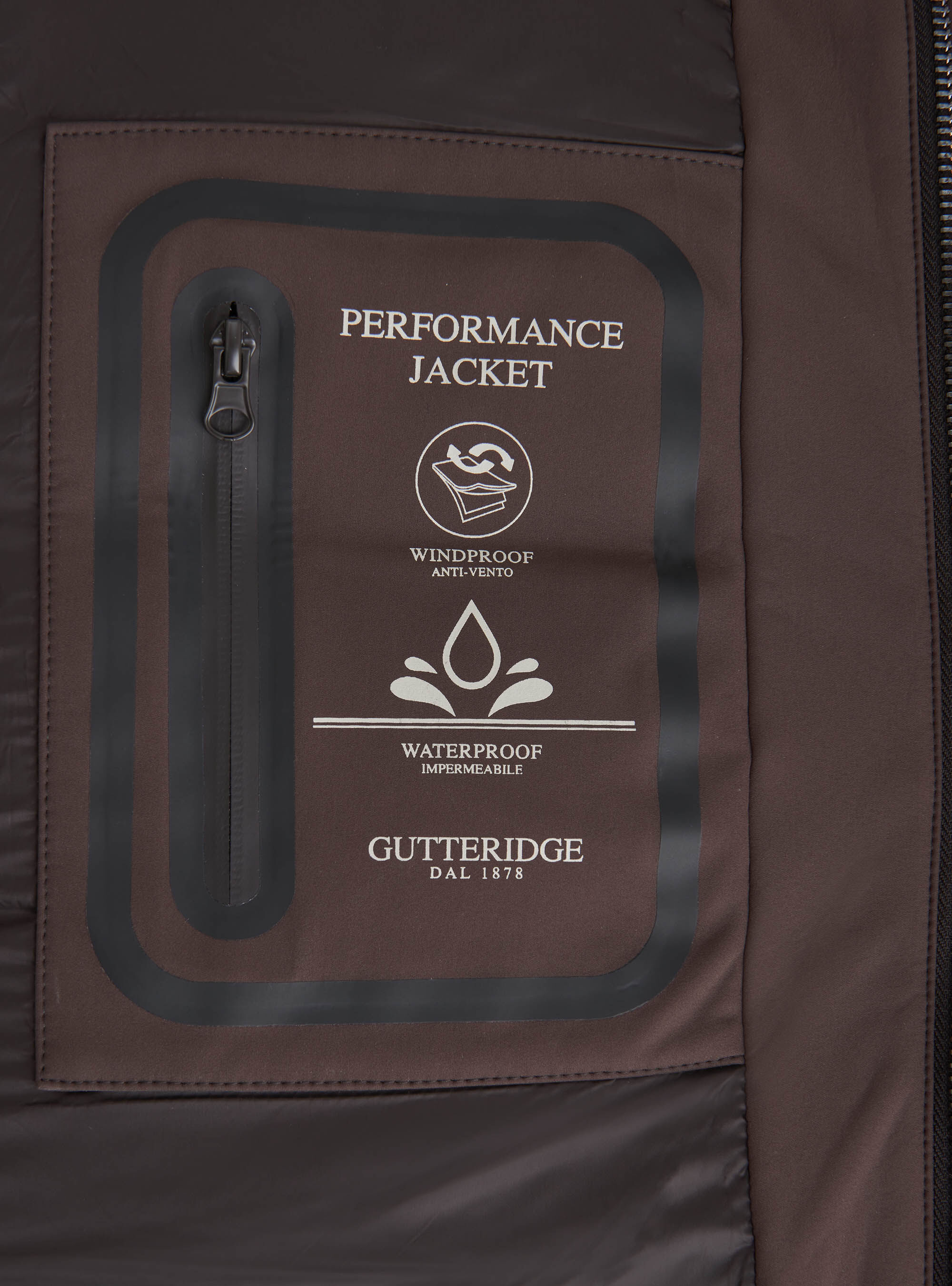 Veste en tissu technique imperm&eacute;able et coupe-vent, MARRON