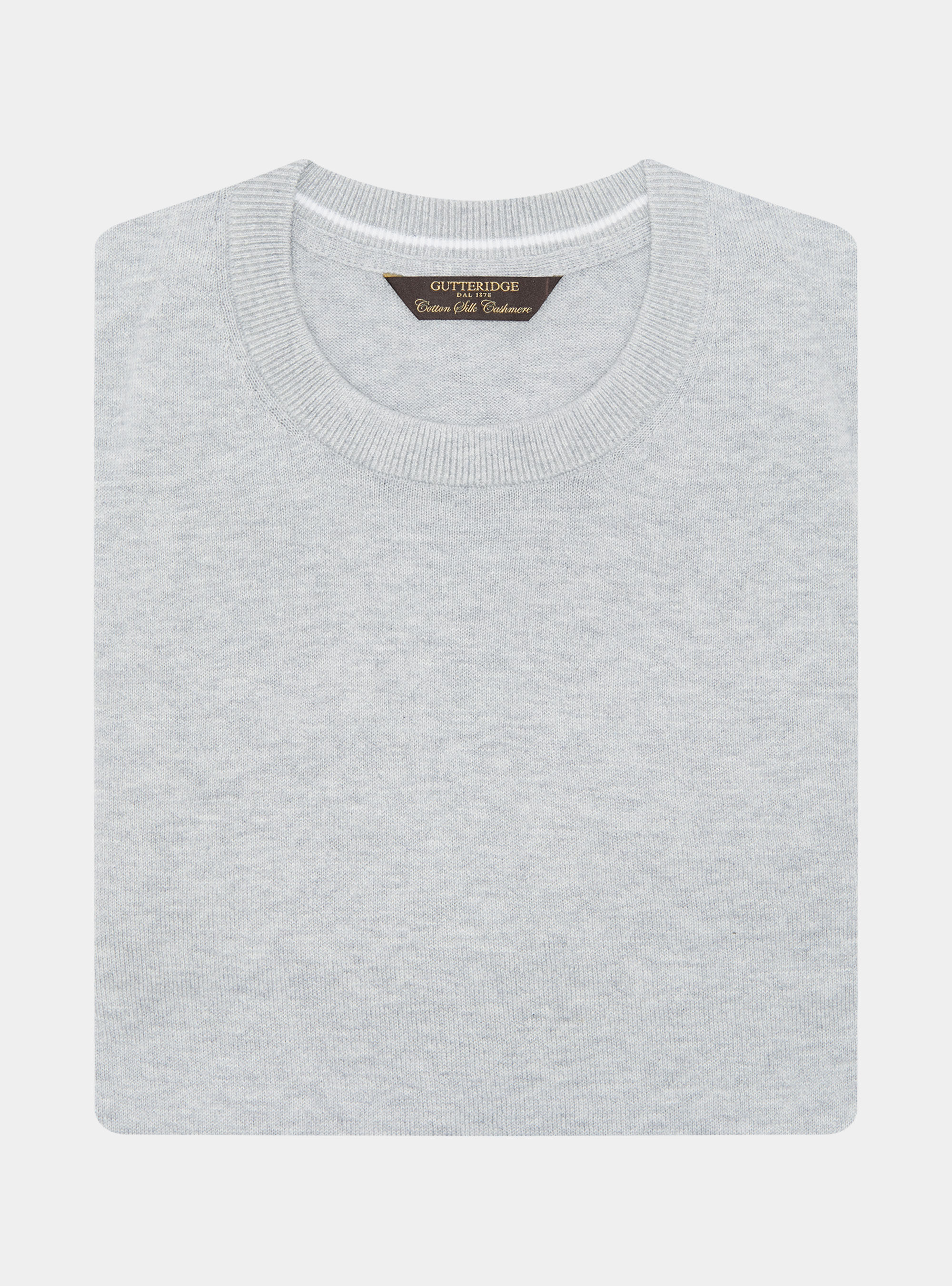 Crew-neck sweater in cotton silk and cashmere, GRIGIO MELANGE 0151C