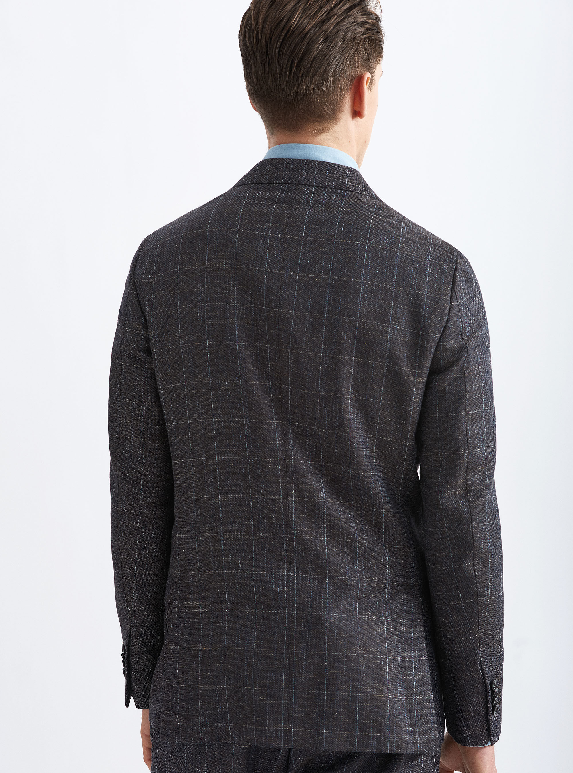 Marlane wool blend checked suit blazer, BROWN