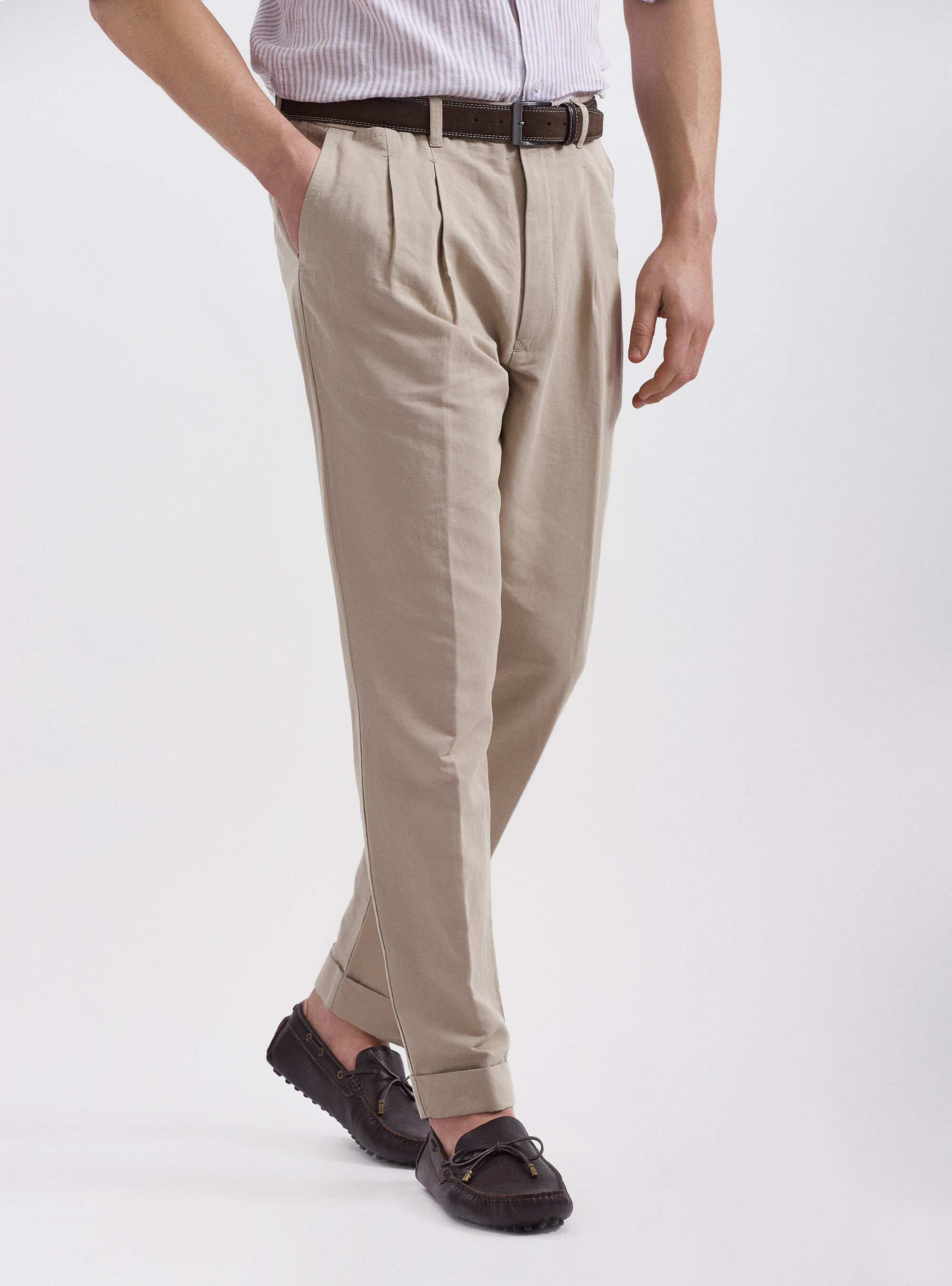 Pantaloni con pince in lino e cotone | Gutteridge | Pantaloni Uomo