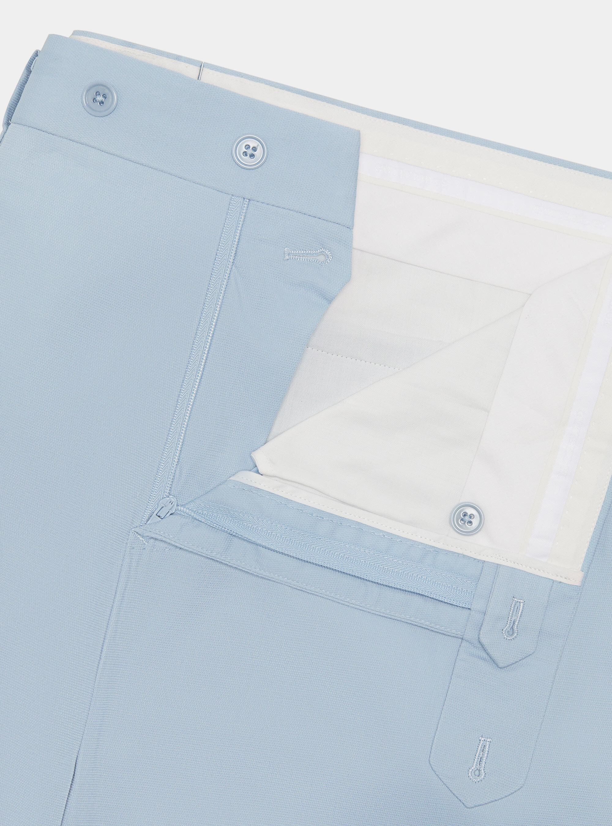 Pantaloni abito in cotone armaturato, AZZURRO