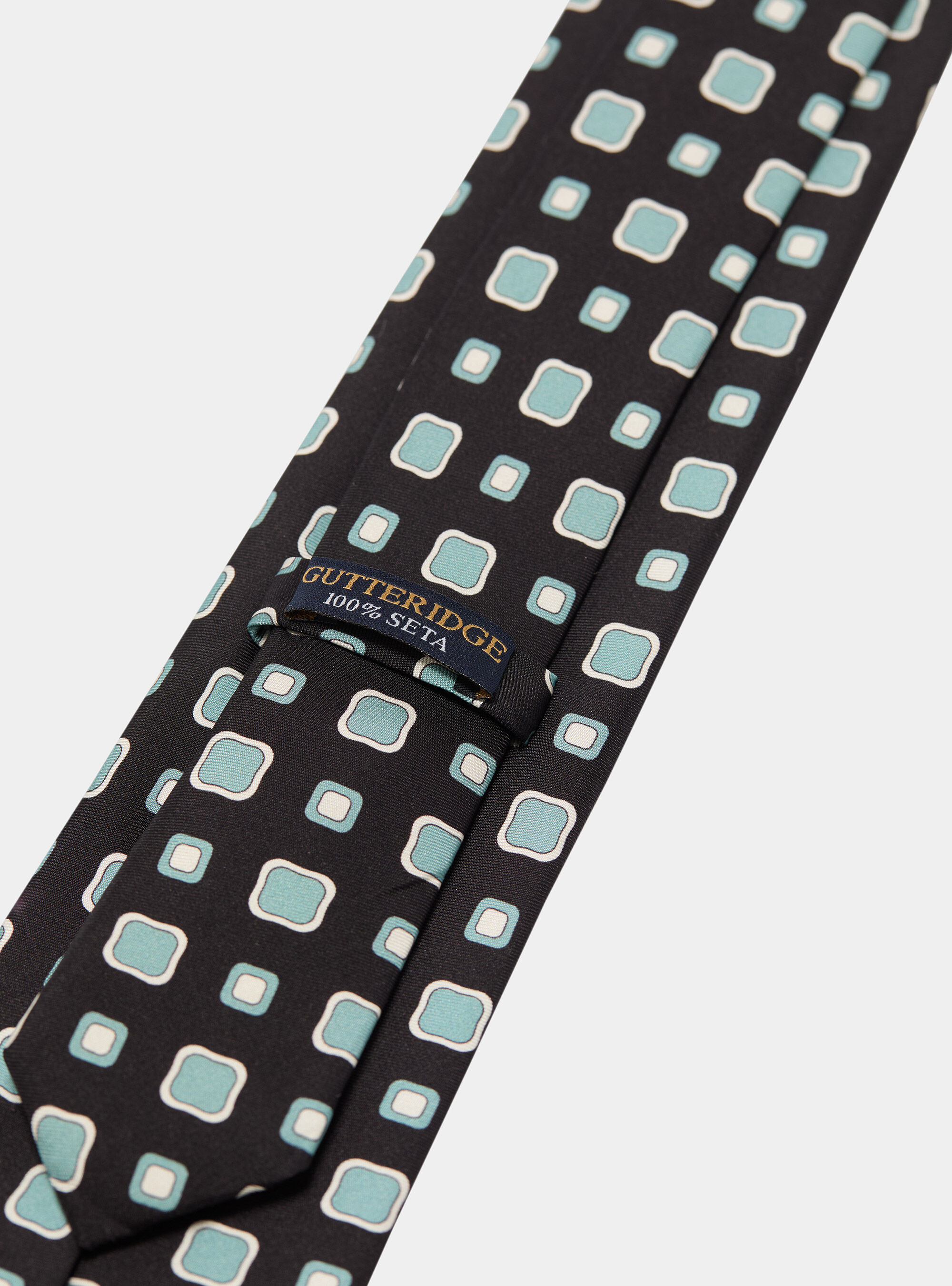 Patterned silk twill tie, NAVY BLUE