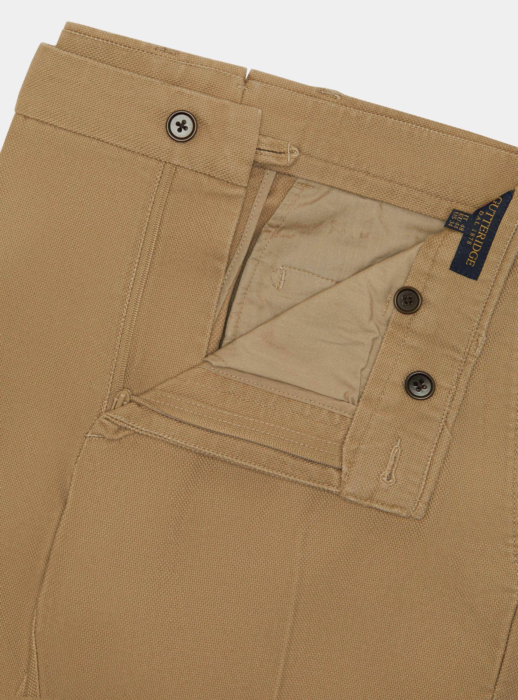 Pantaloni chino slim fit in cotone armaturato, FANGO