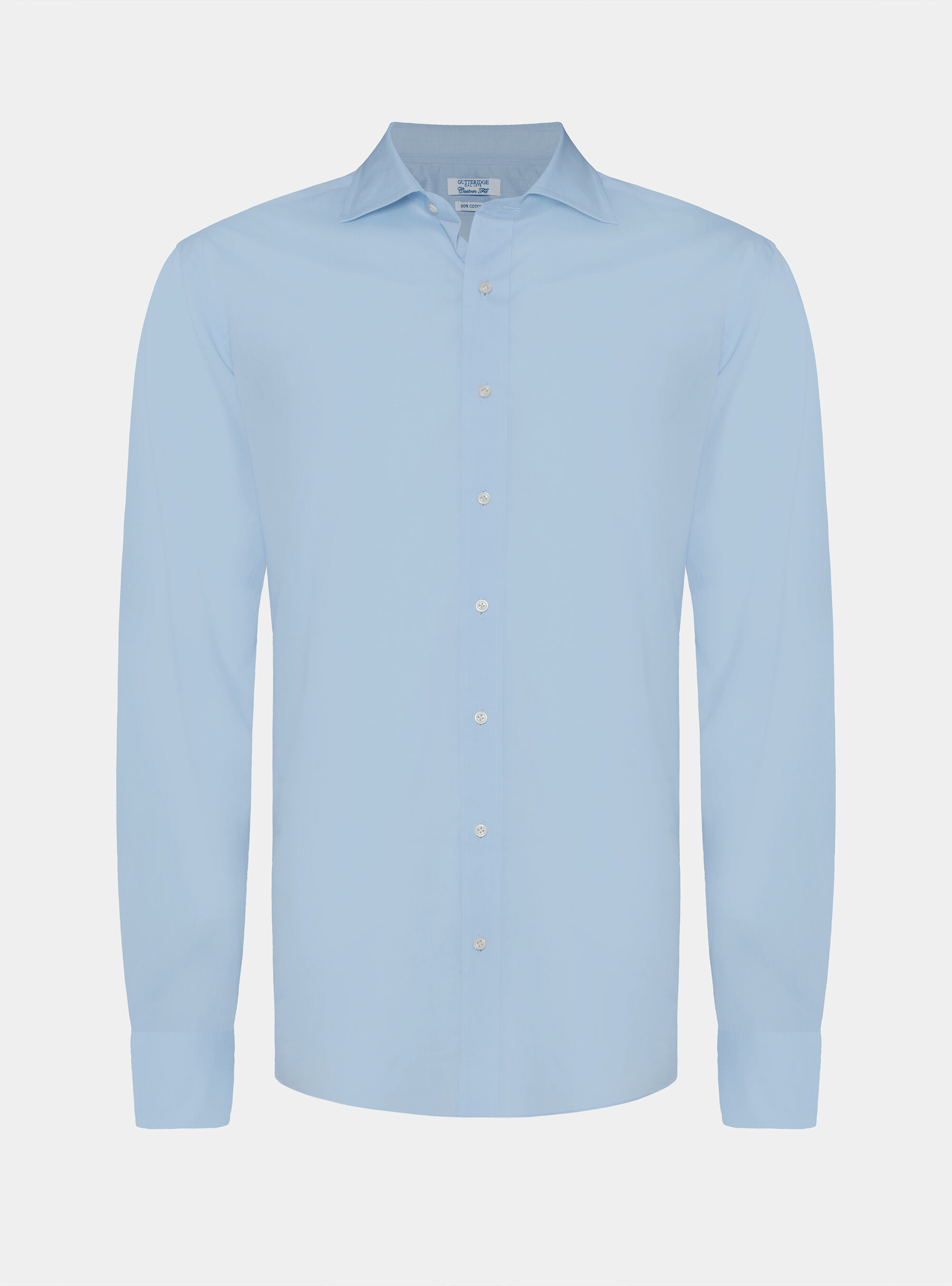 Camicia custom fit in popeline di cotone, AZZURRO