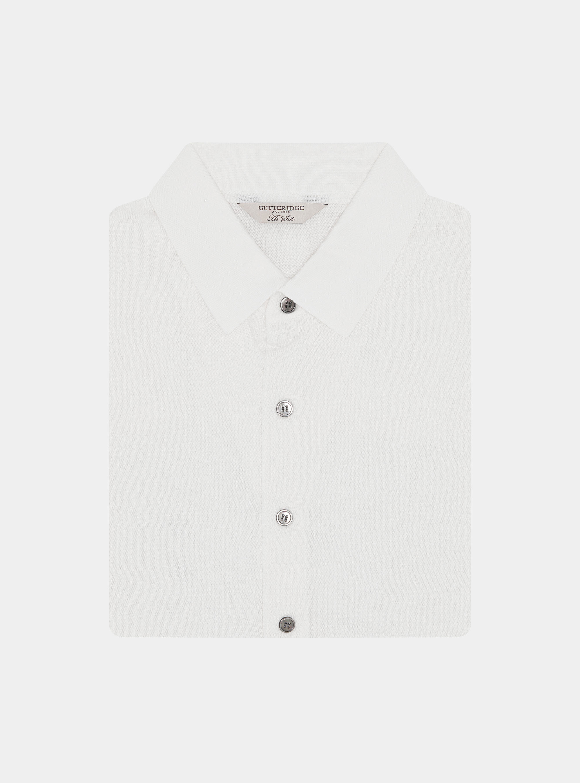Polo camicia in cotone e seta, BIANCO