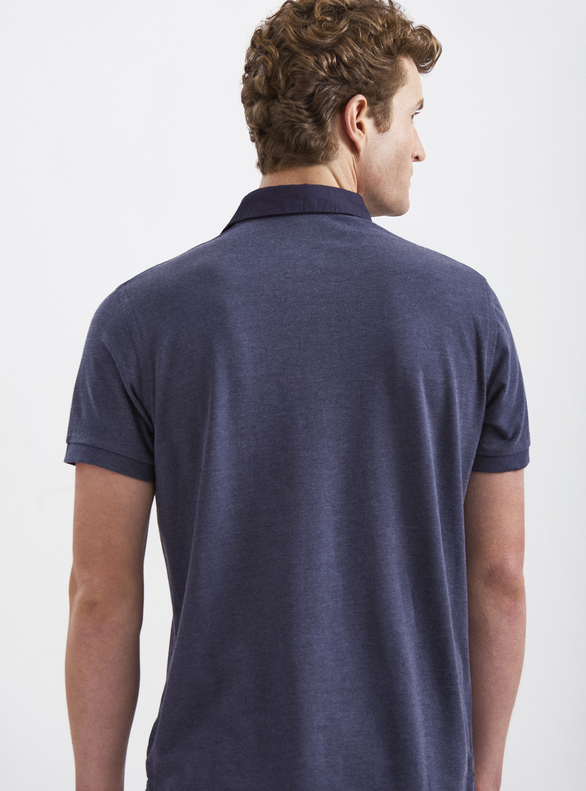 Twill shirt collar polo shirt, INK