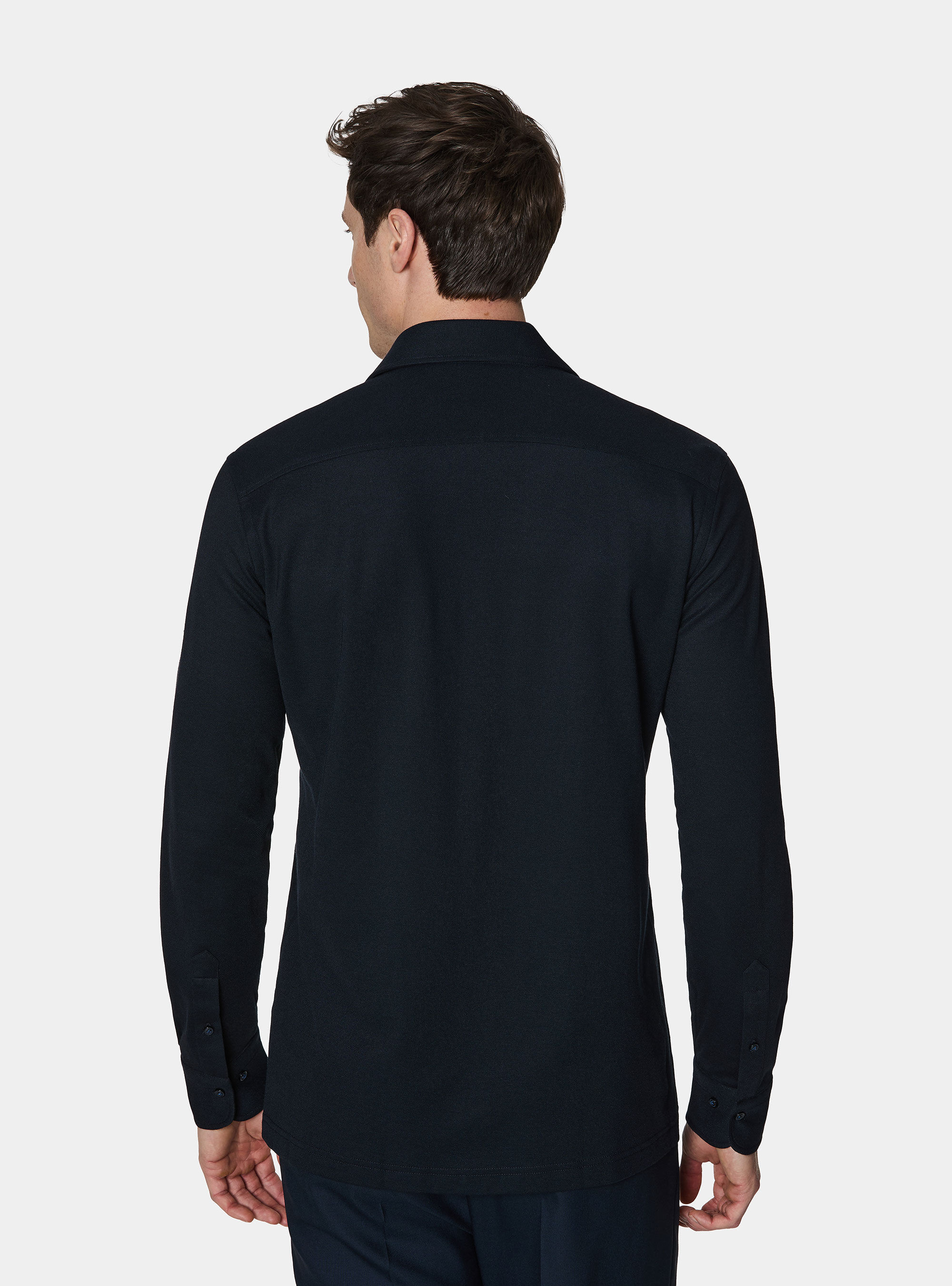 Camicia a polo GT01 in misto cotone piquet, BLU NAVY