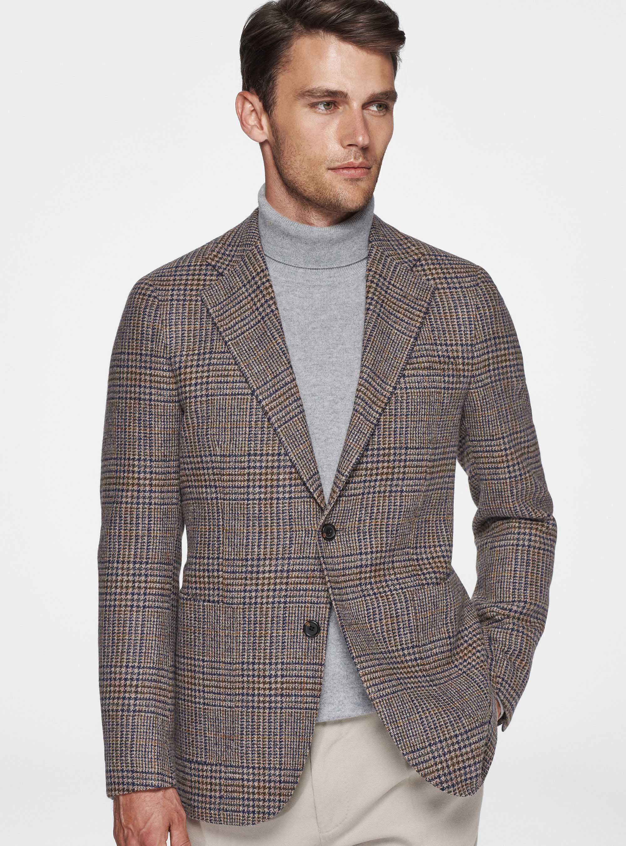 Veste en laine de cachemire Prince de Galles
