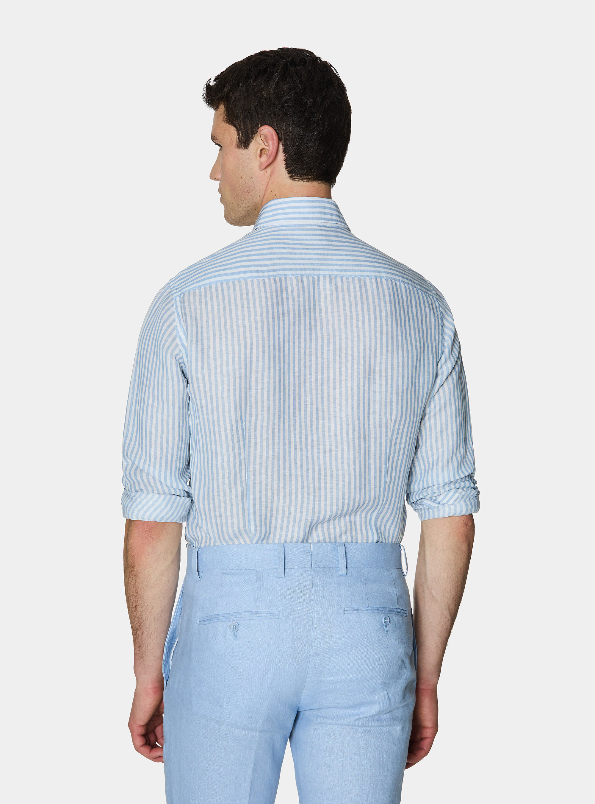Linen blend striped shirt, LIGHT BLUE