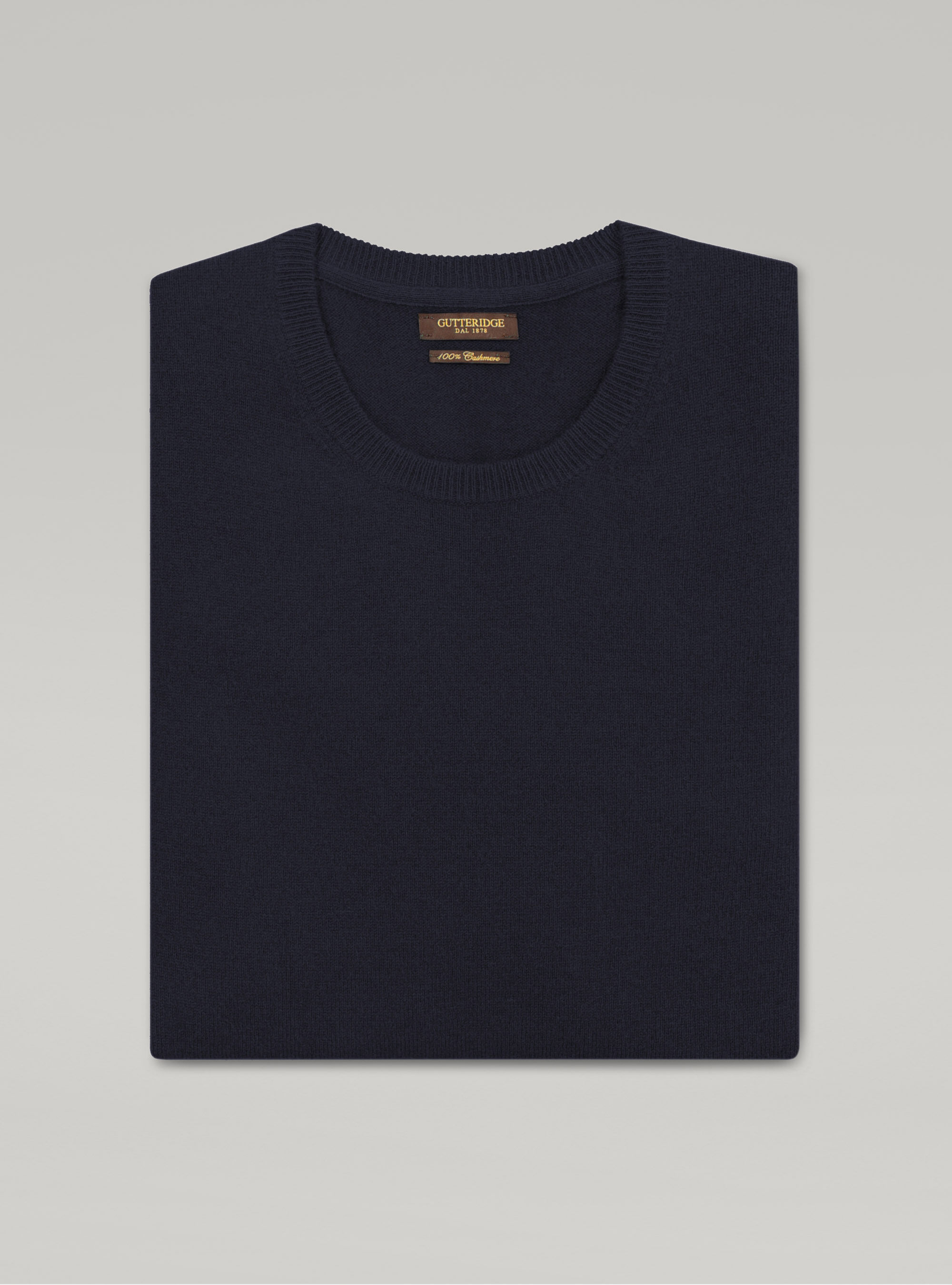 100% cashmere round neck sweater, NAVY BLUE
