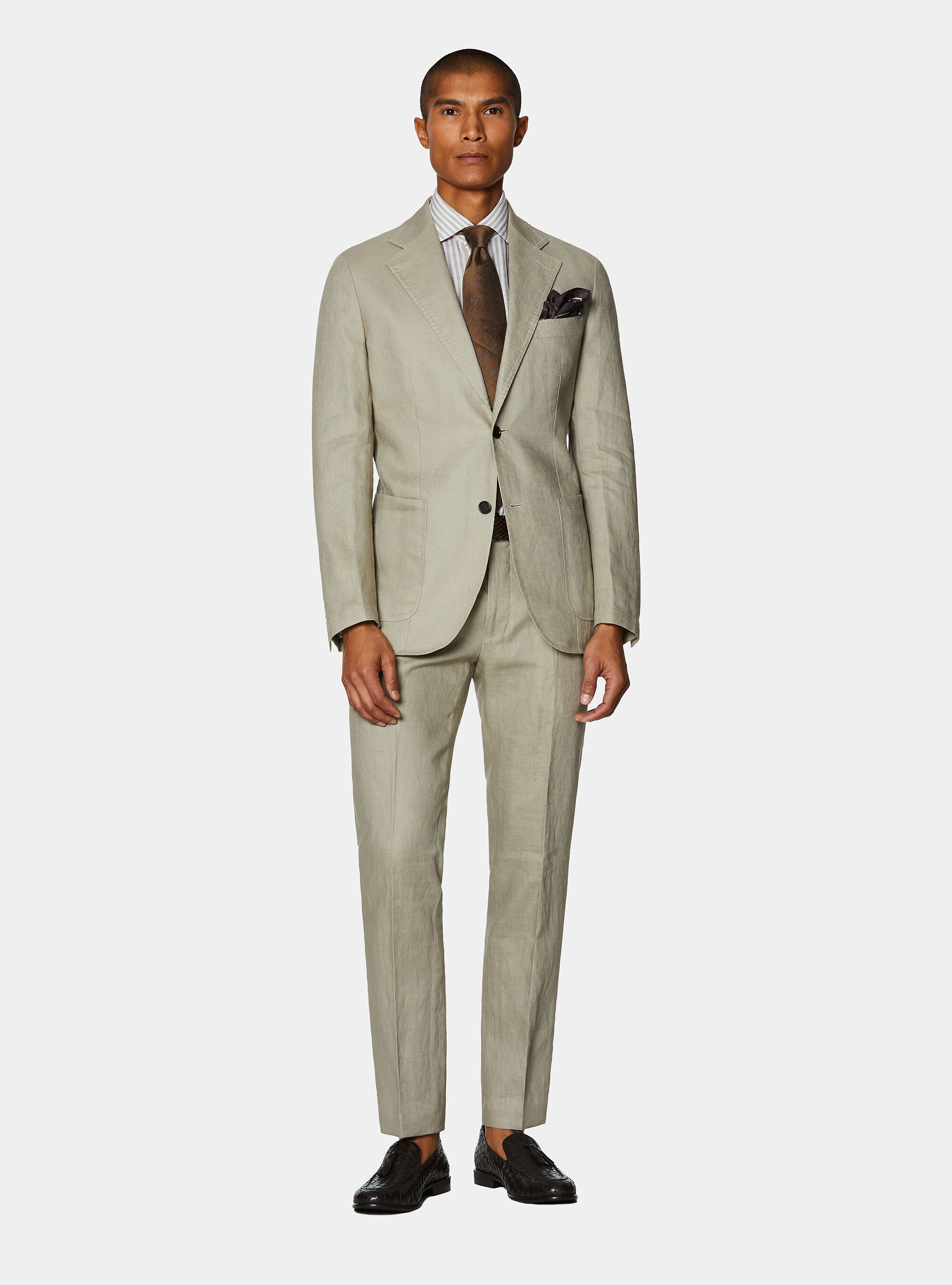Pure linen suit trousers, SAND