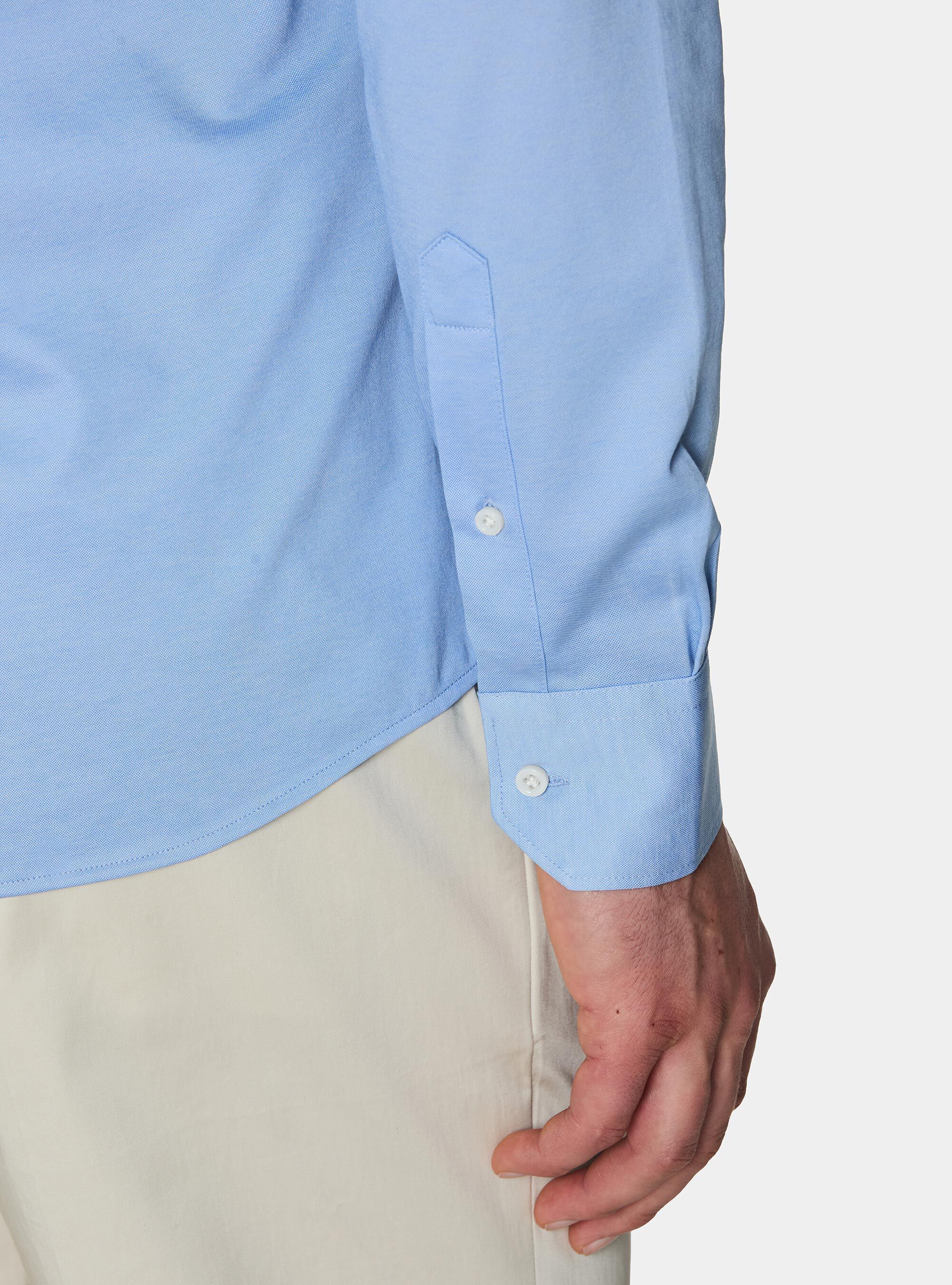 Camicia in jersey misto cotone paramontura, AZZURRO