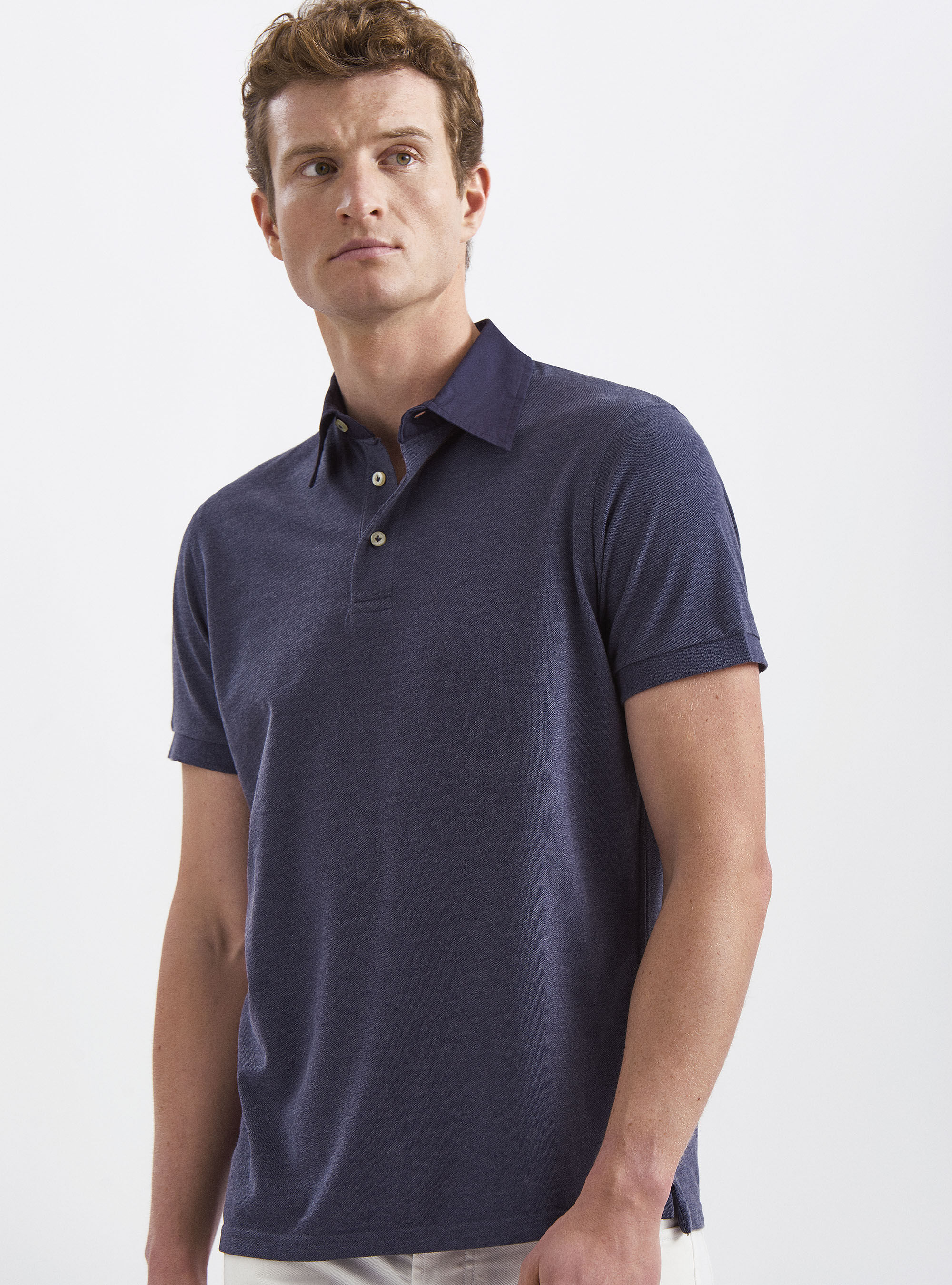 Twill shirt collar polo shirt, INK