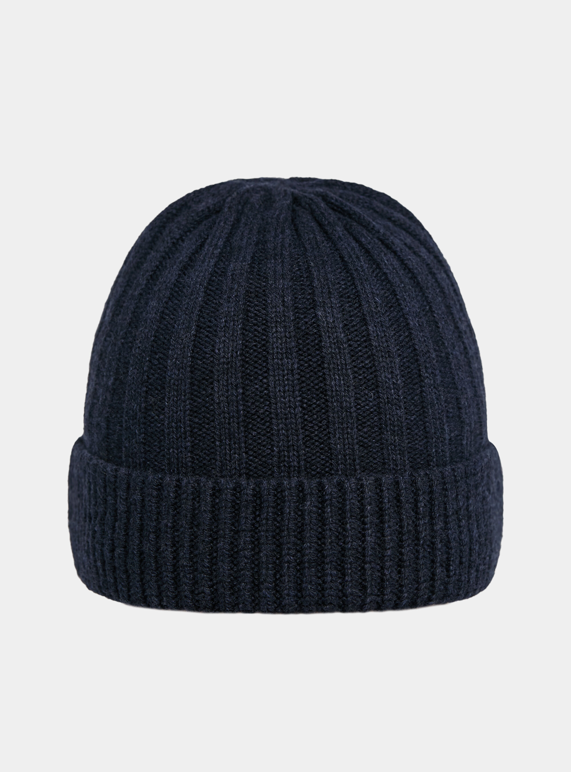 English rib cashmere blend beanie, NAVY BLUE