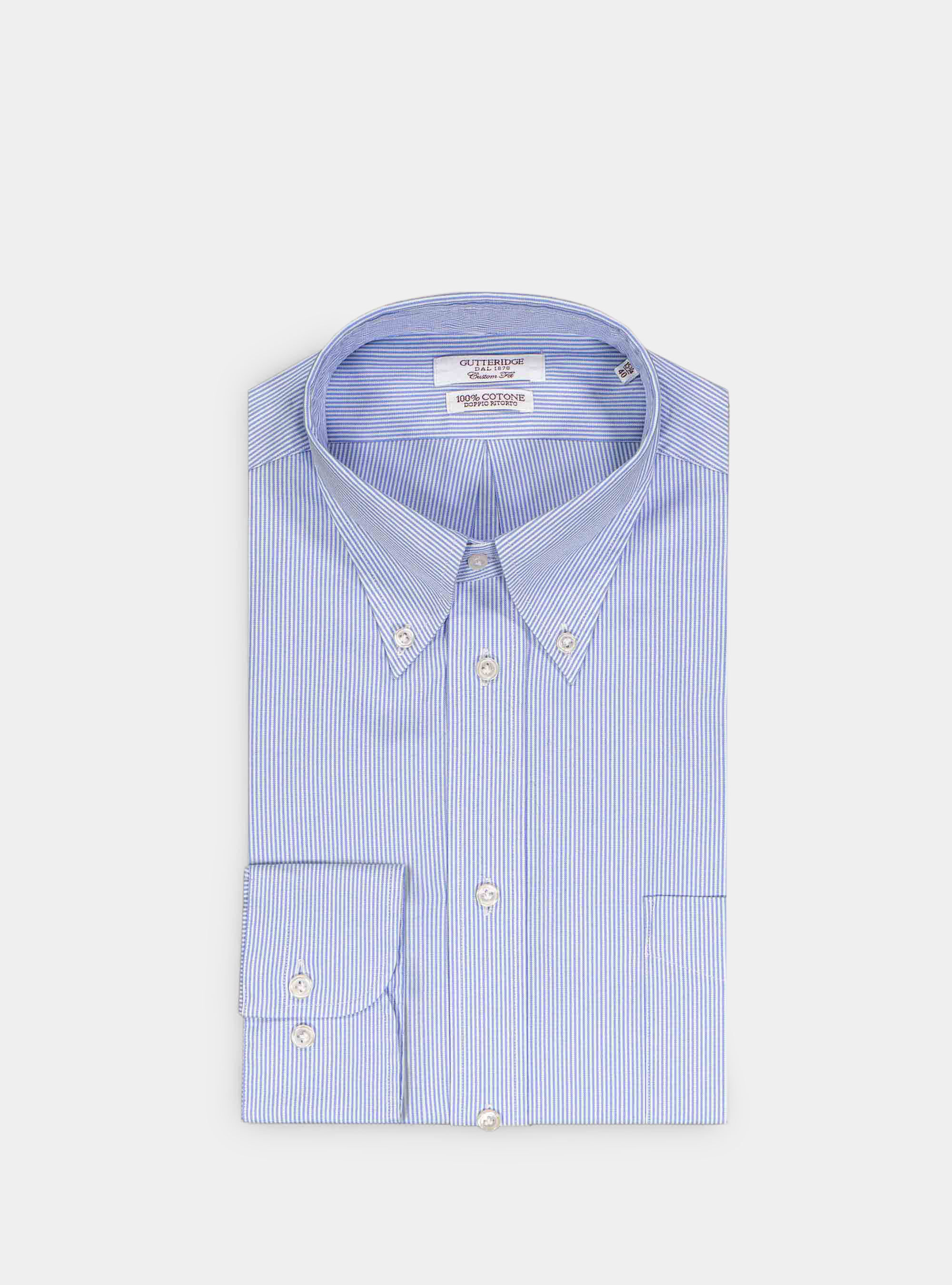 Oxford striped Custom button down collar shirt, LIGHT BLUE
