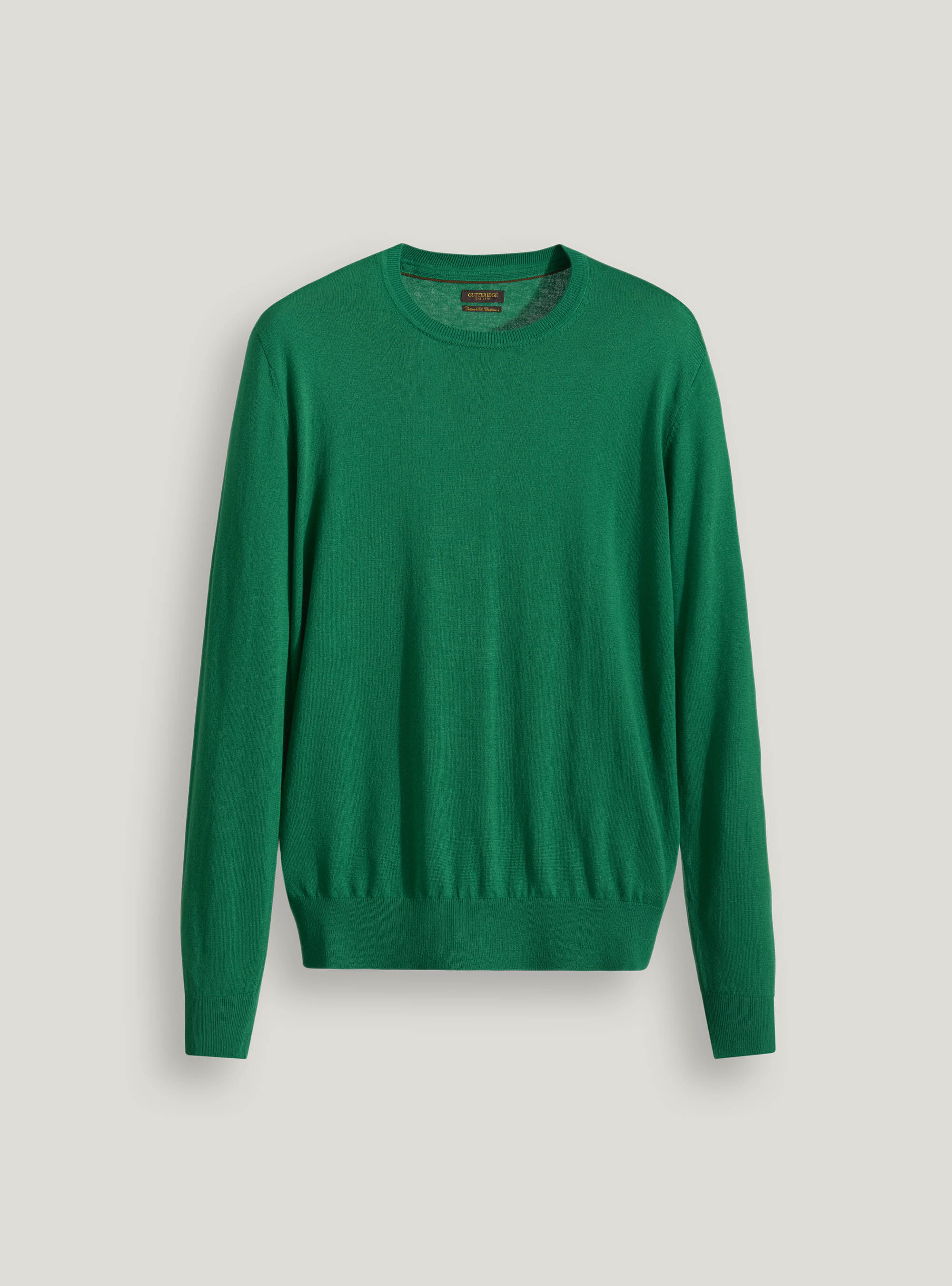 Maglia girocollo in cotone seta e cashmere, OLIVA