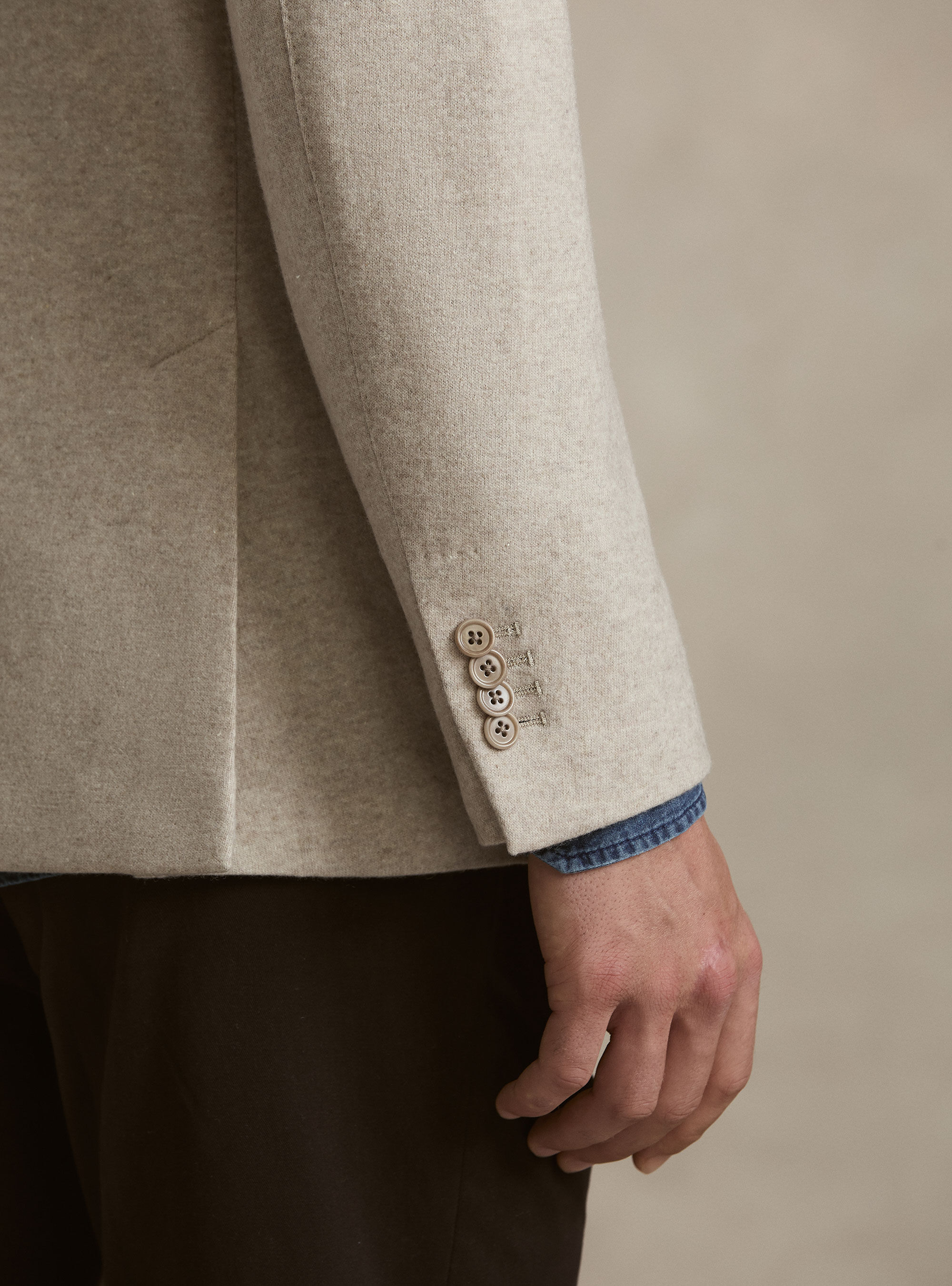 M&eacute;lange Wool-Blend Jersey Jacket with Internal Bib, ECRU
