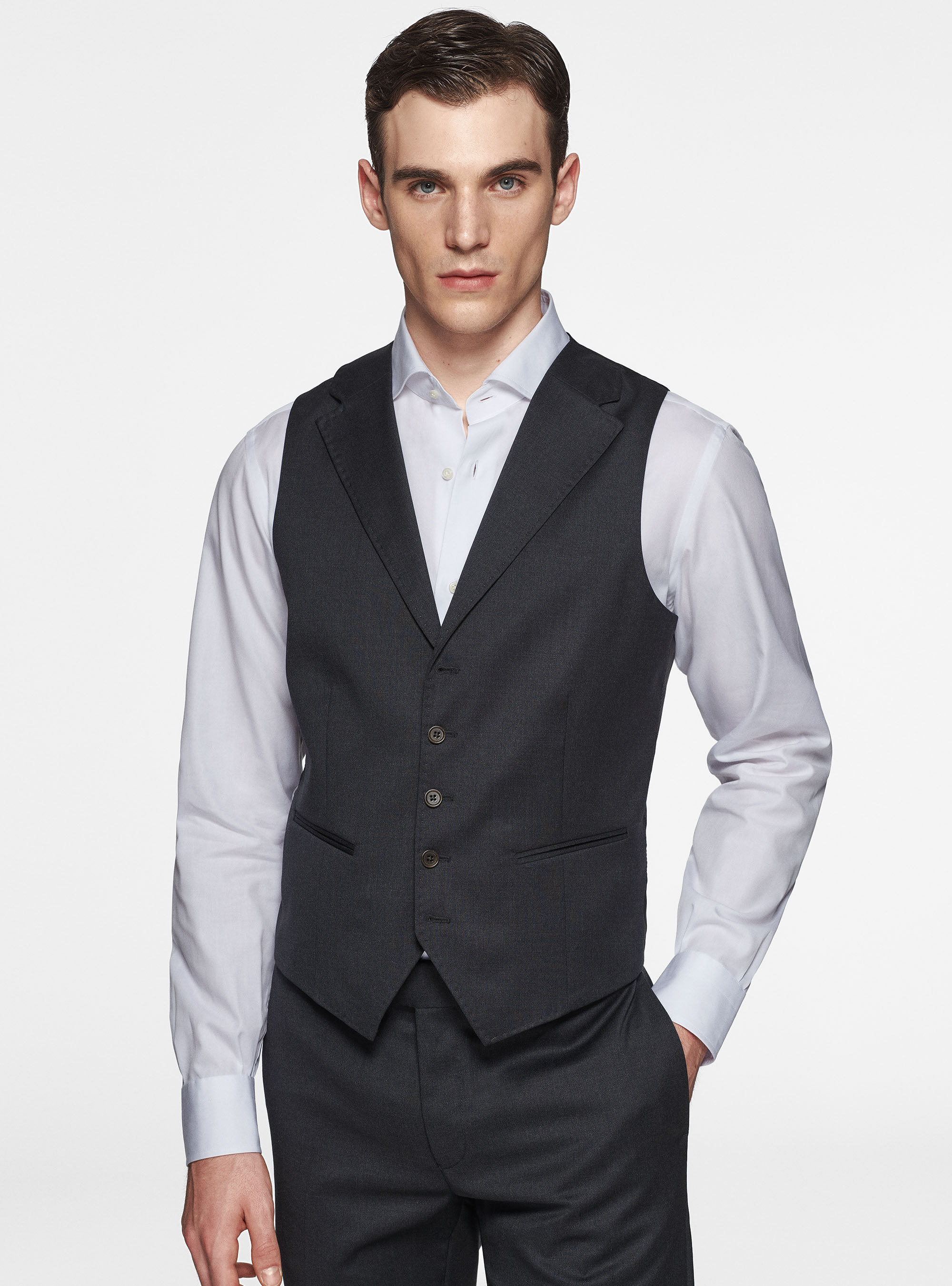 Gilet in lana superfine 110's Reda, ASFALTO