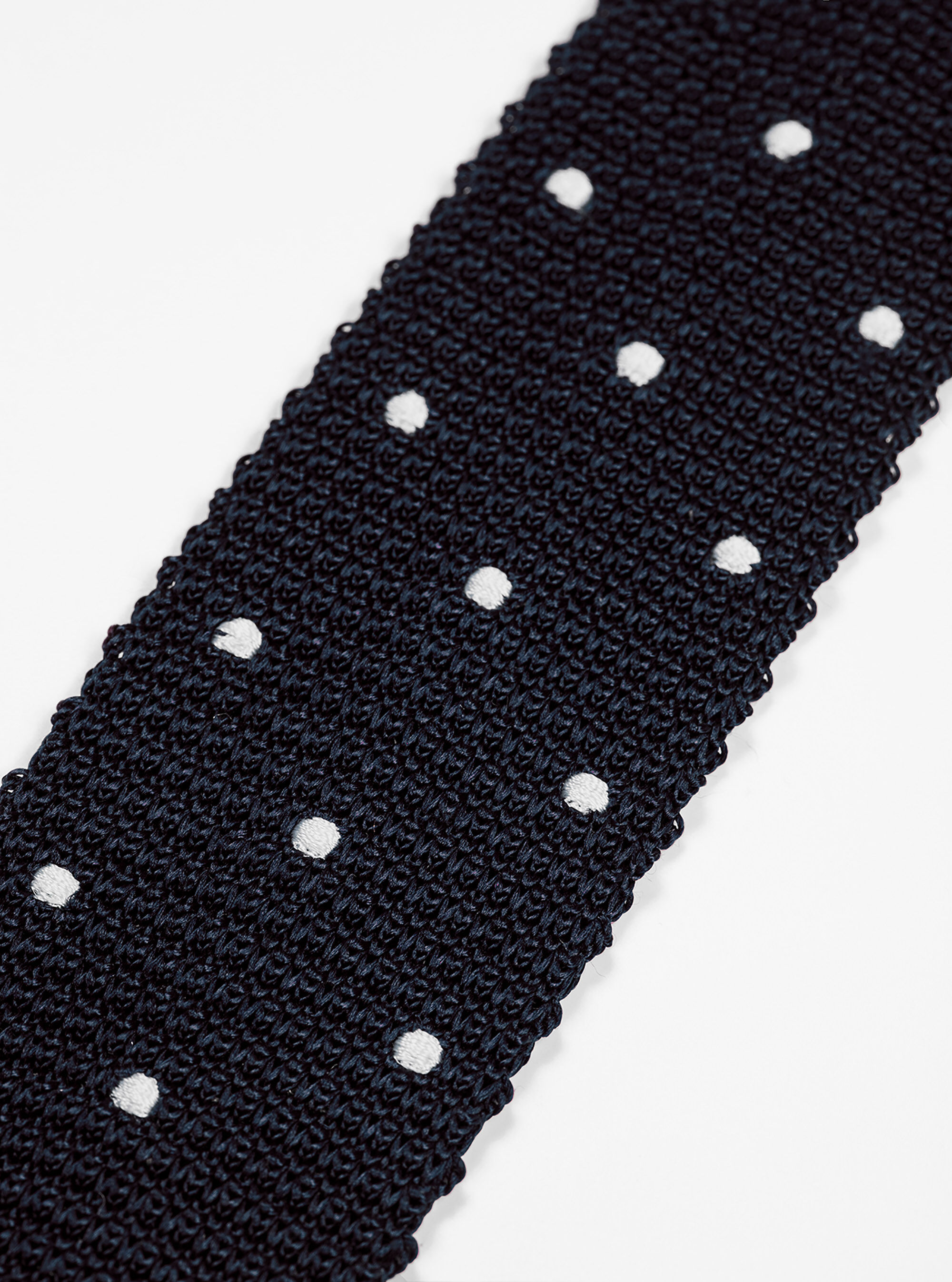 Cravatta in seta a maglia con pois, NAVY BLUE