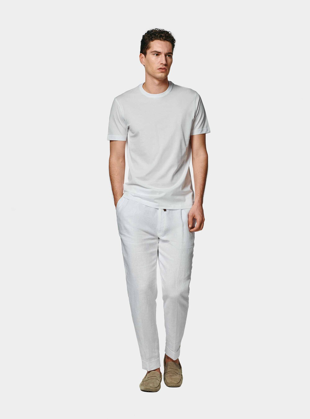 T-shirt mezza manica in cotone Supima, BIANCO T-shirt mezza manica in cotone Supima