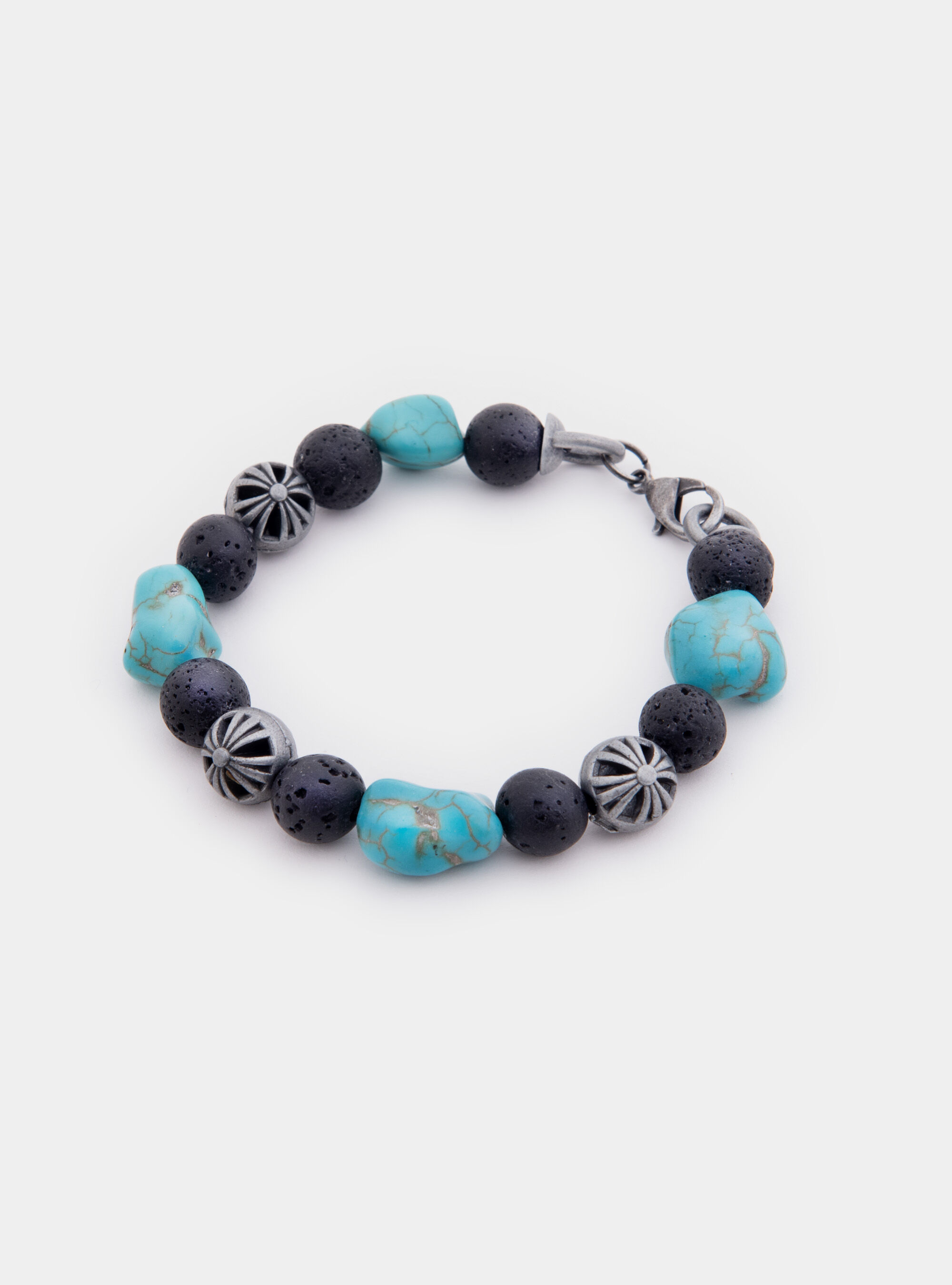 Bracelet &eacute;lastique avec pierres et sph&egrave;res en m&eacute;tal