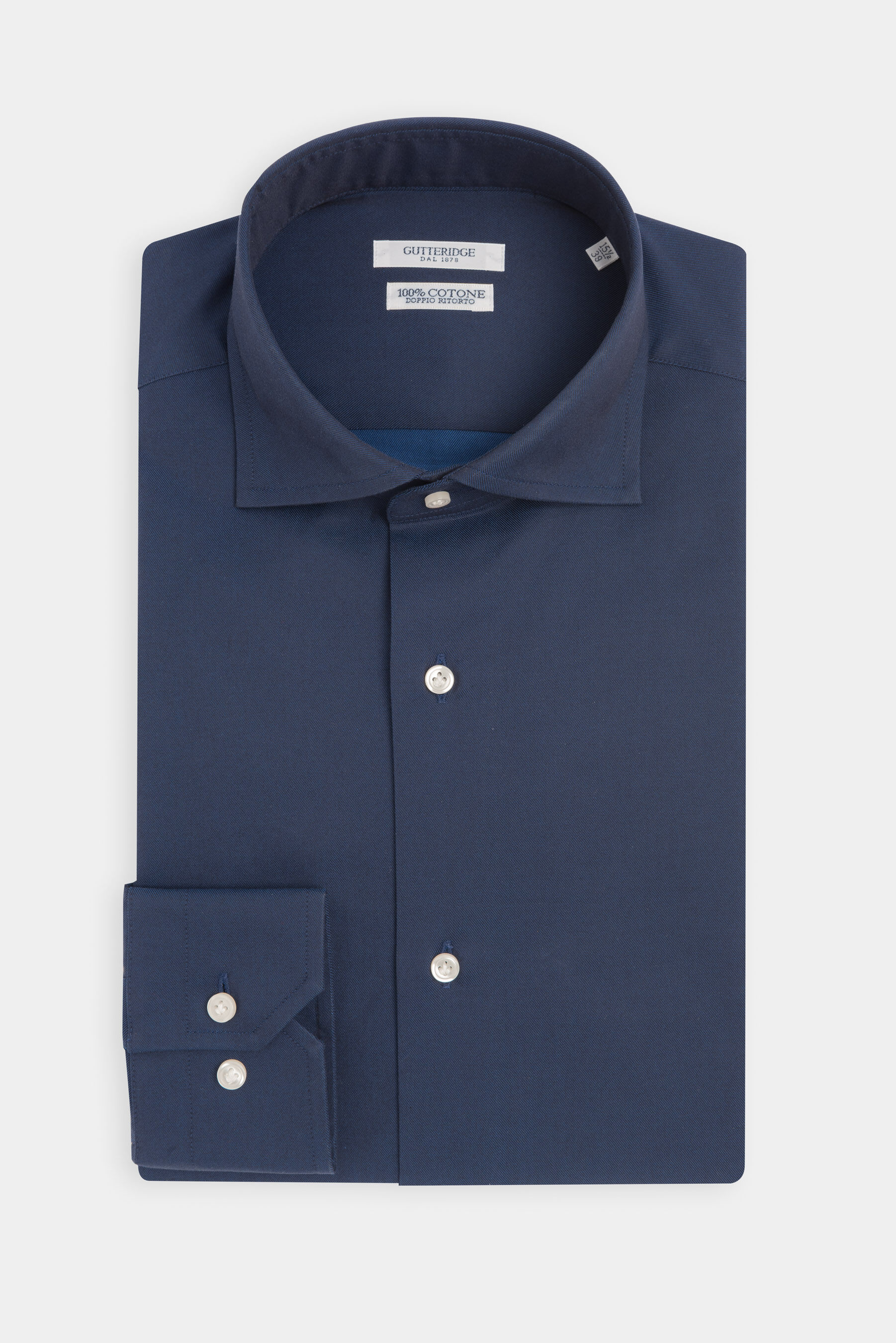 Camicia slim fit in twill di cotone, BLU