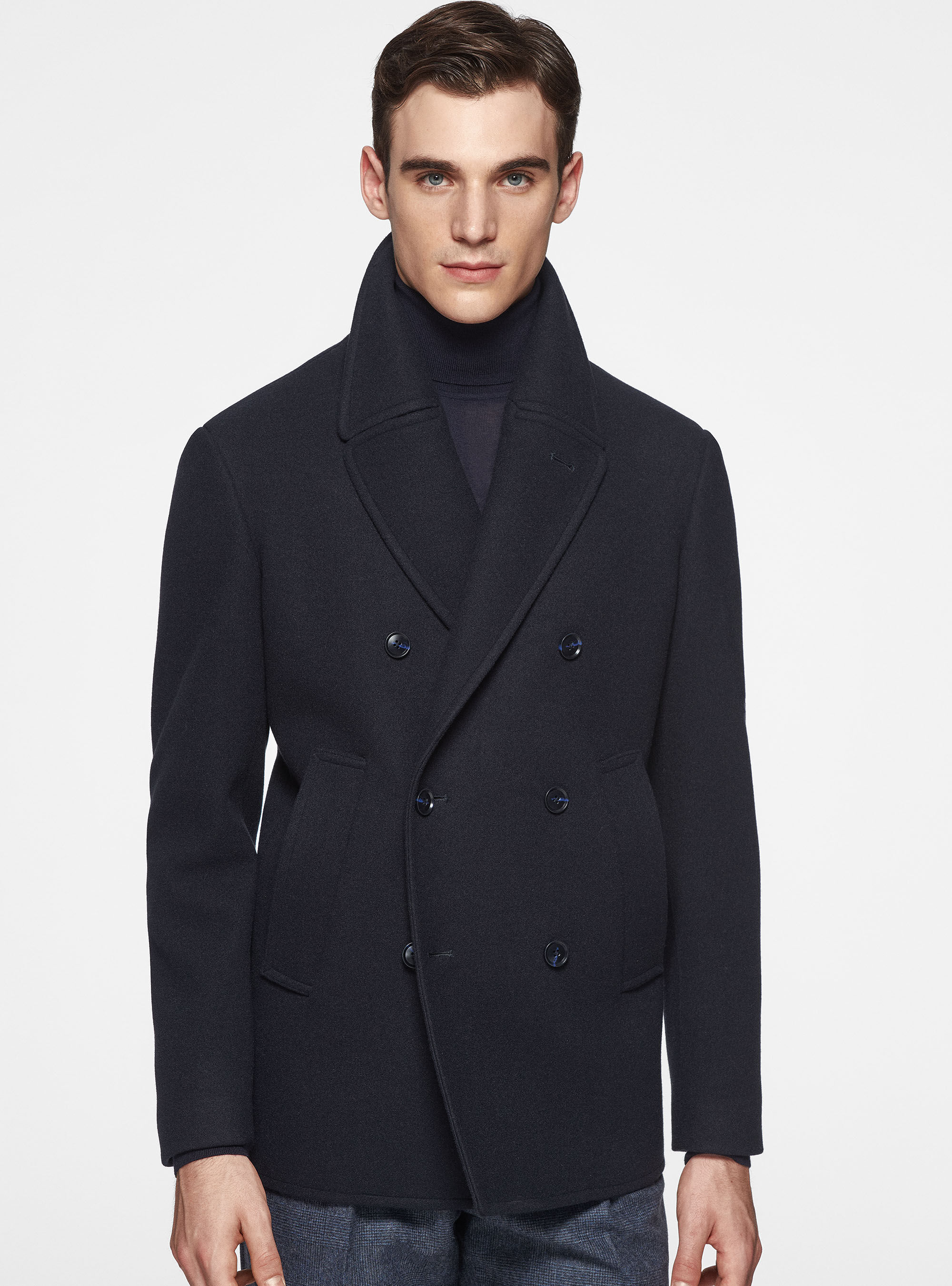 Solid-coloured peacoat