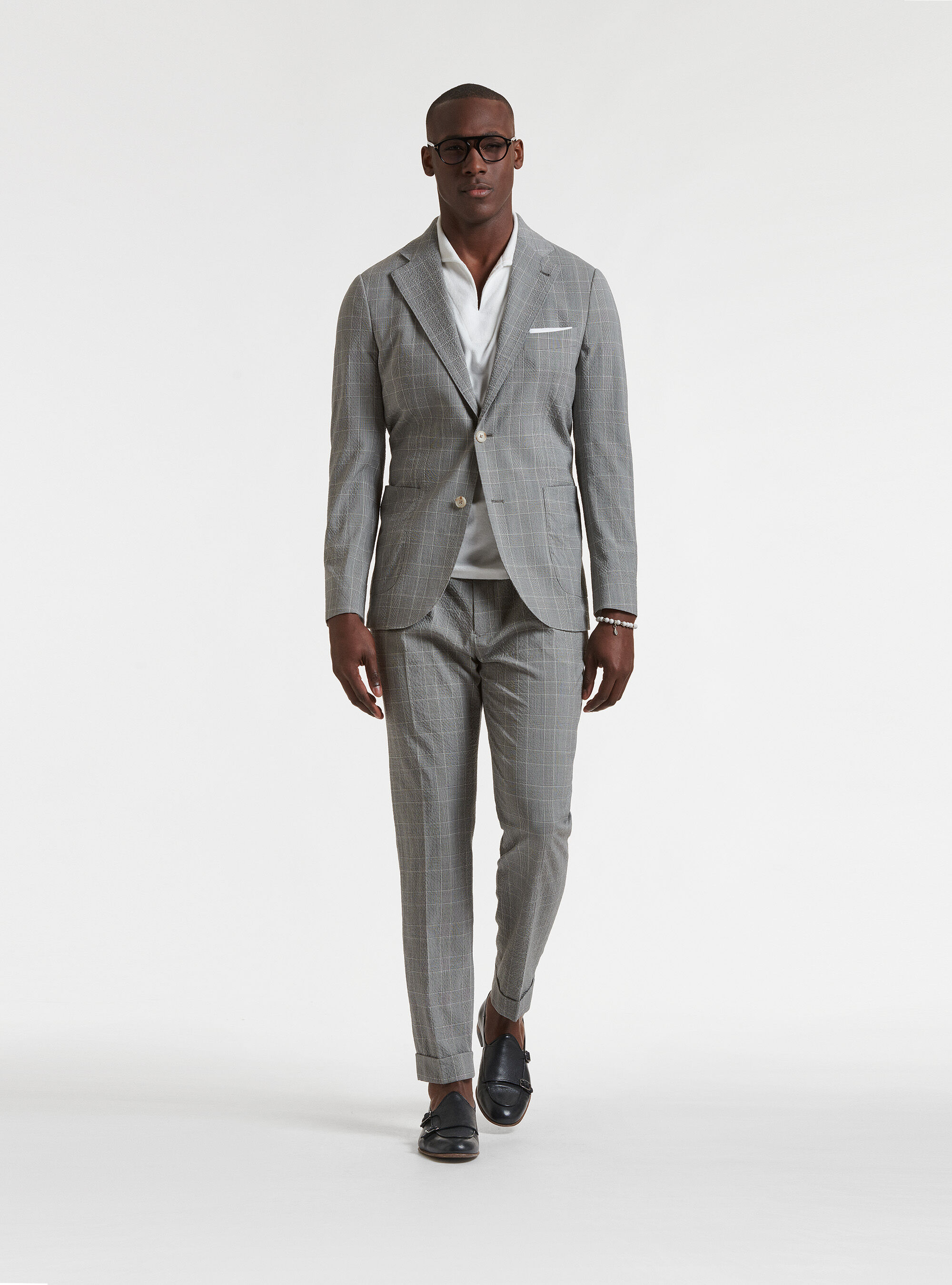 Suit blazer in 100's Zignone superfine seersucker stretch wool