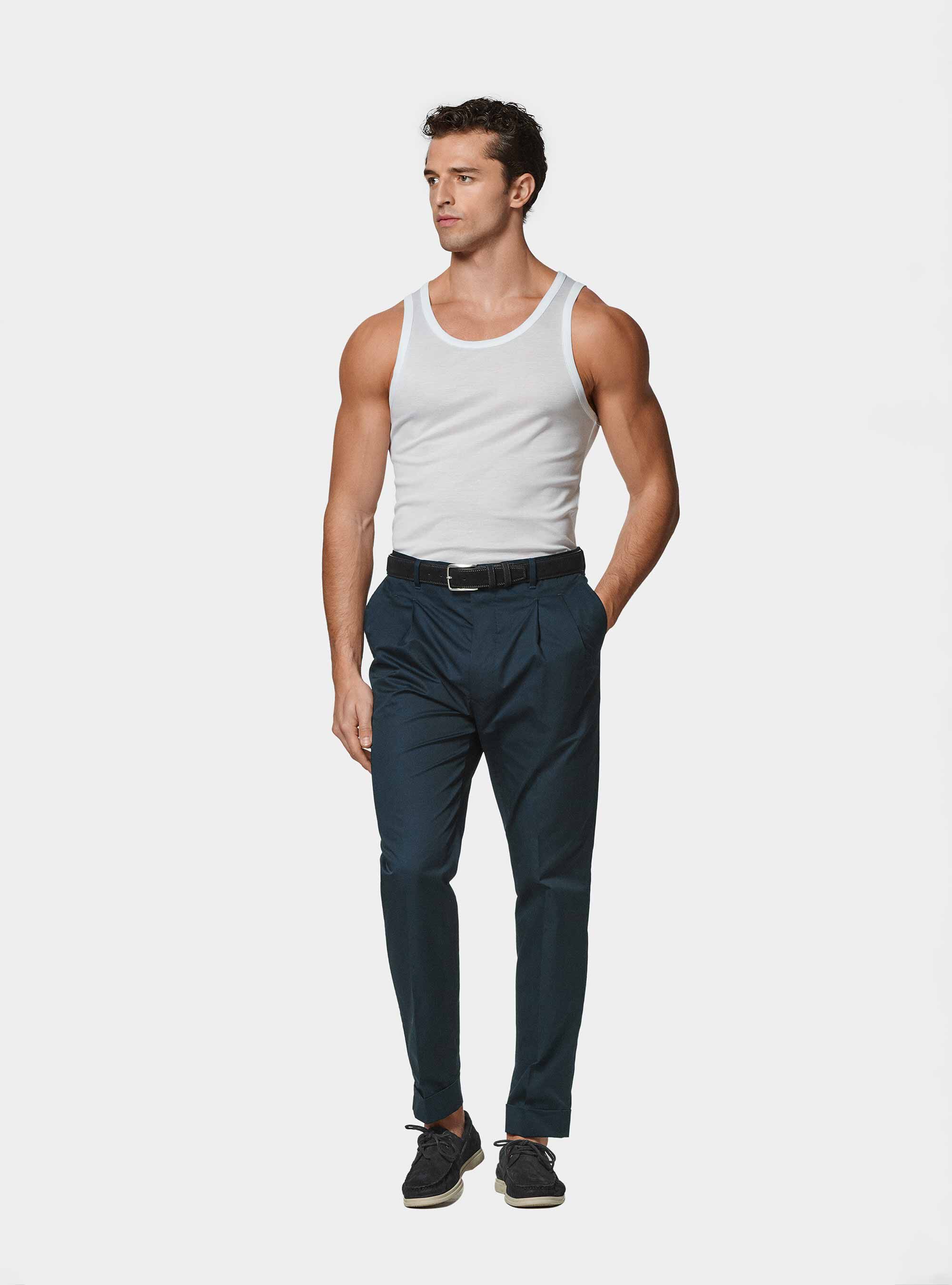 Camiseta de tirantes de hilo de algod&oacute;n, BLANCO