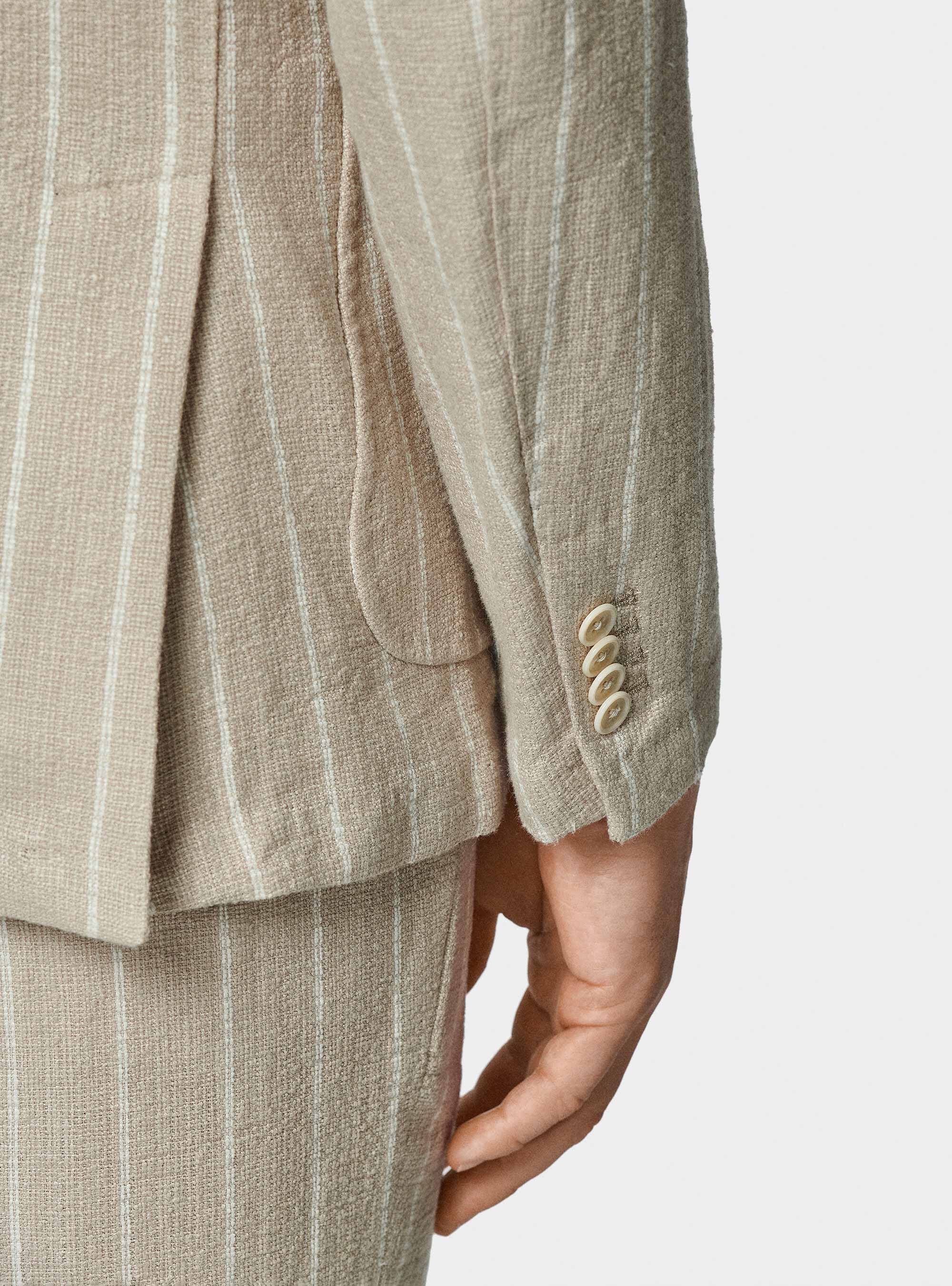 Pure linen crepe suit blazer, SAND